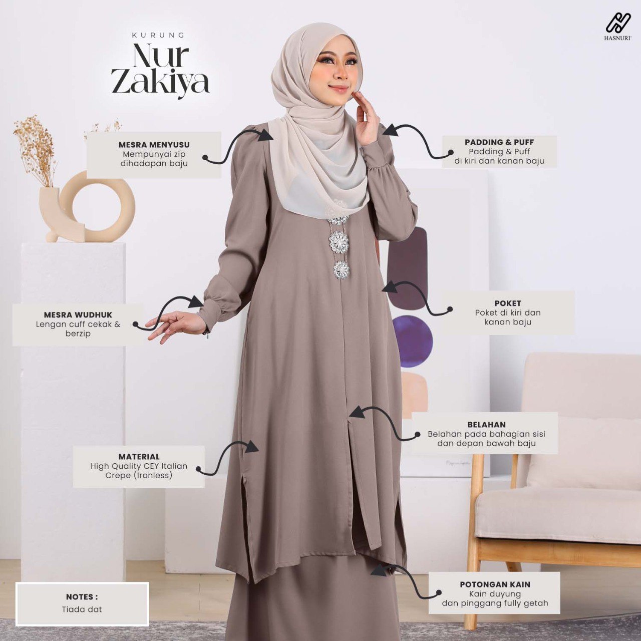 Kurung Nur Zakiya - Golden Brown