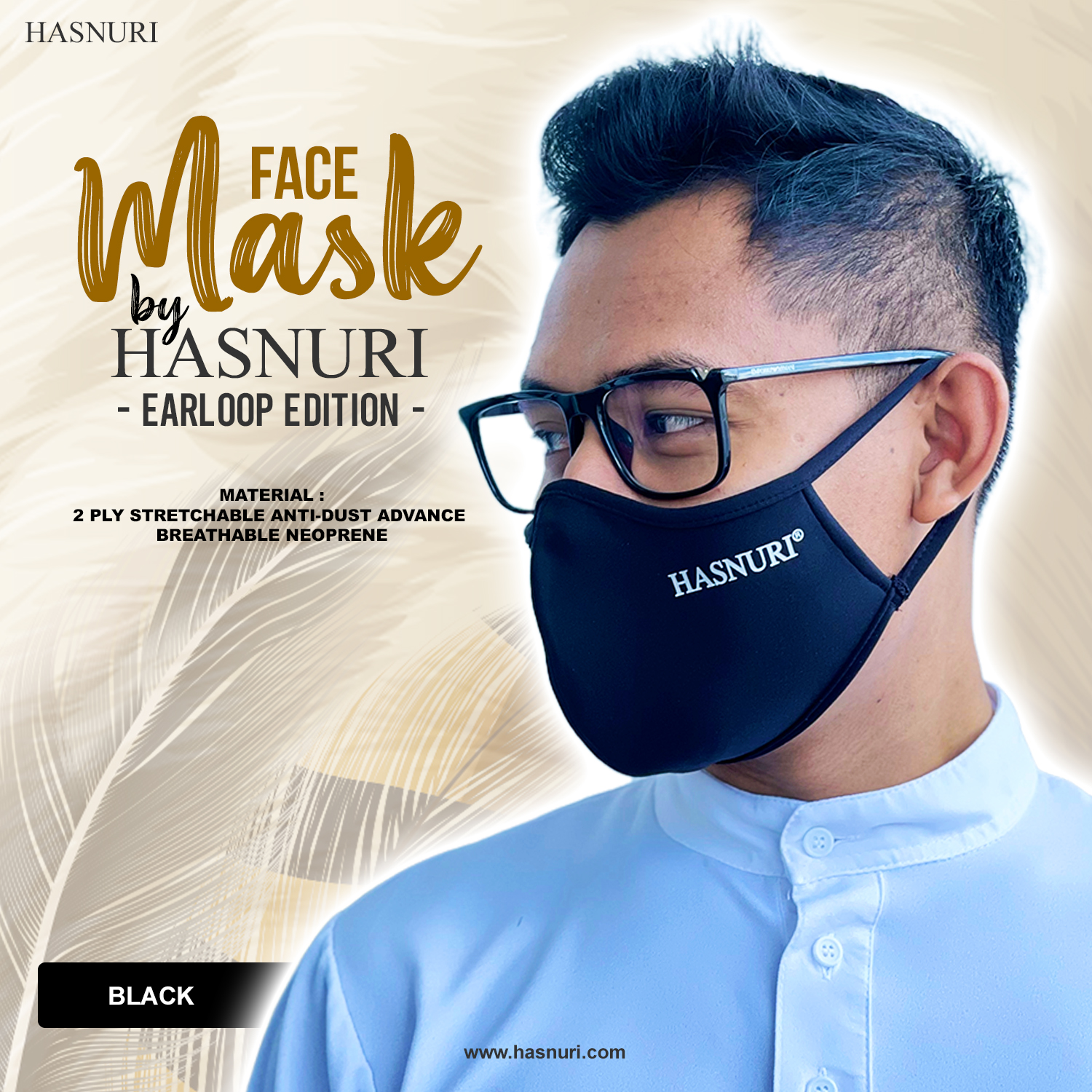 Face Mask Hasnuri Men - Black