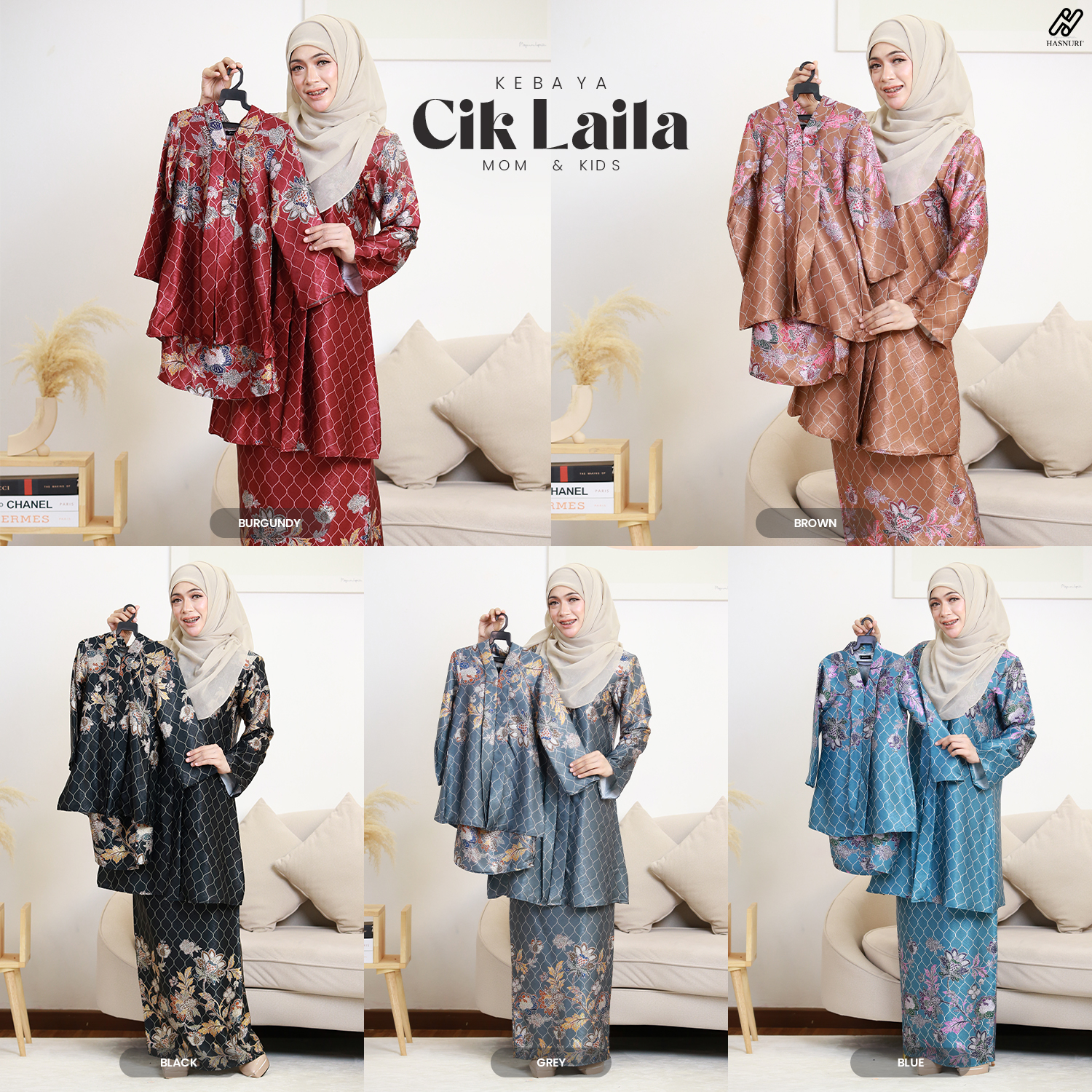 Kebaya Cik Laila Kids - Brown