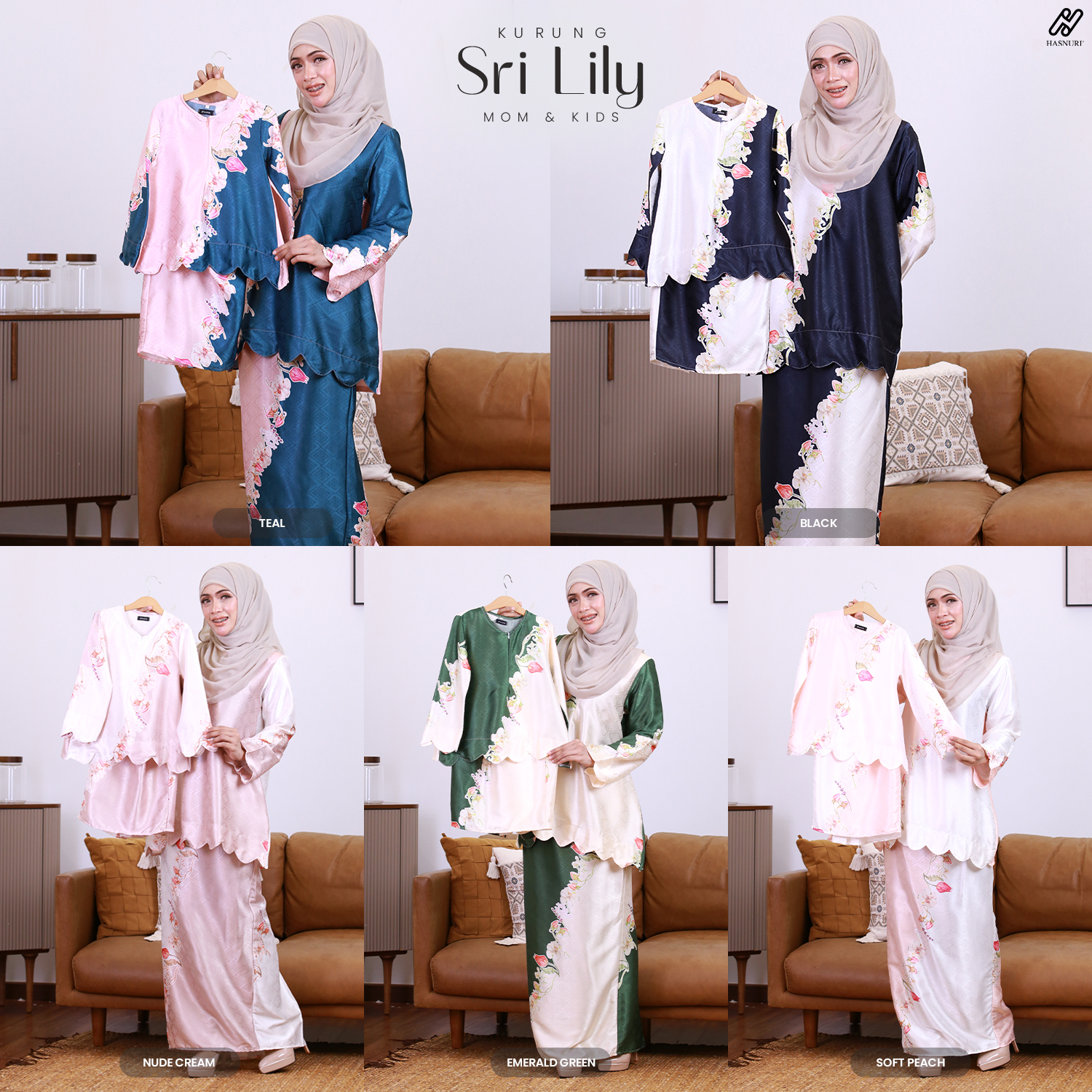 Kurung Sri Lily - Emerald Green