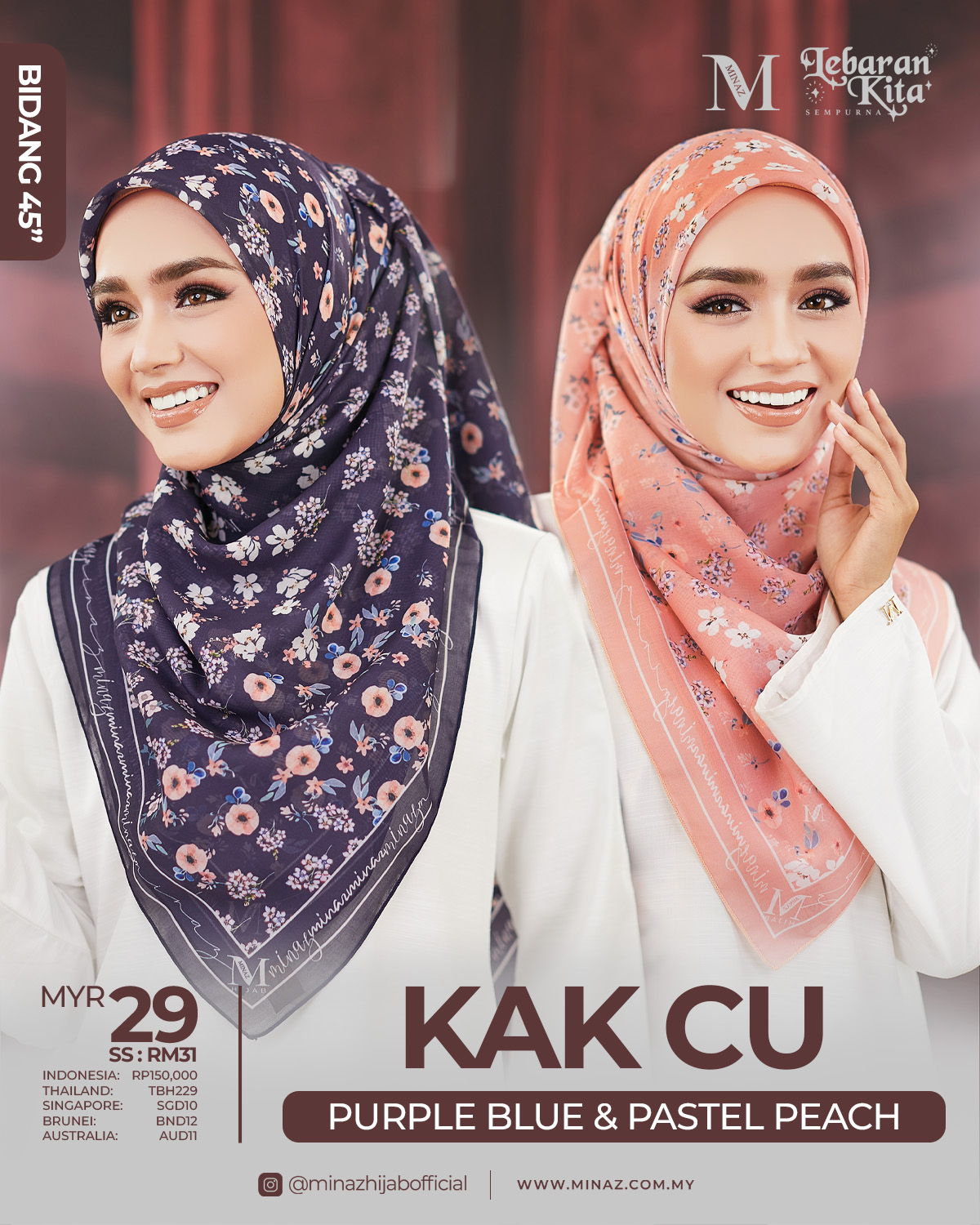 Tudung Bawal - Pastel Peach - B45