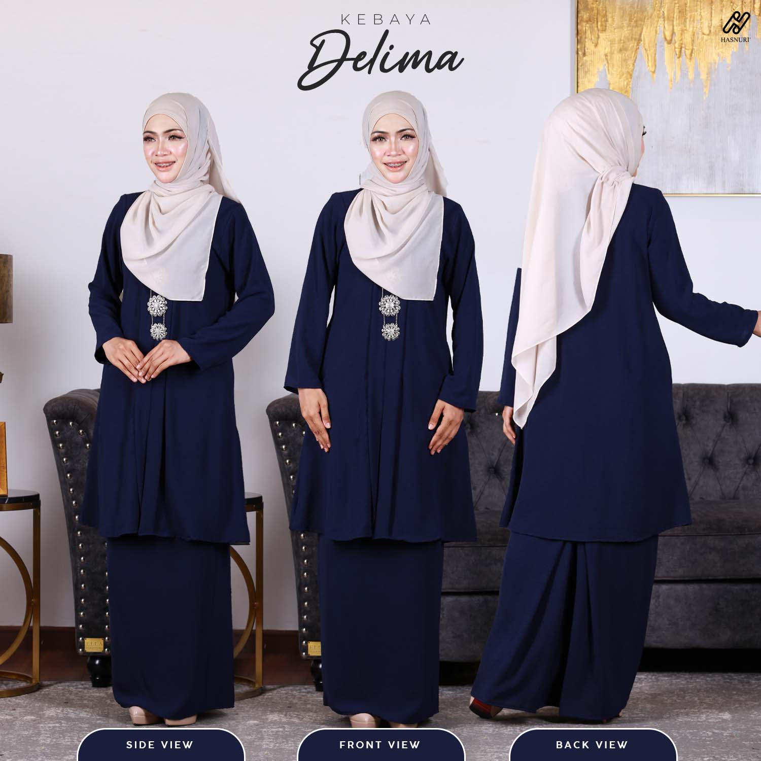Kebaya Delima - Army Green