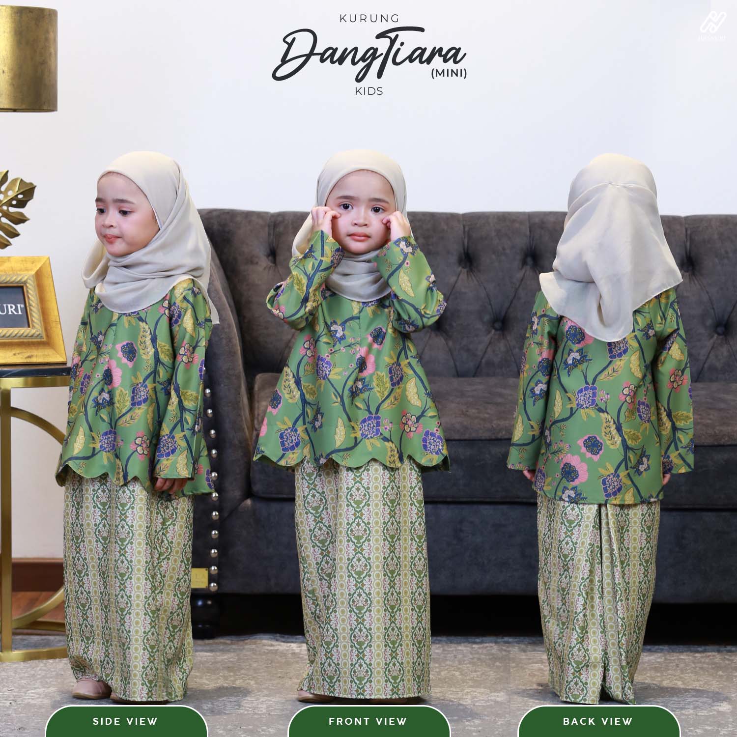 Kurung Dang Tiara Mini Kids - Dusty Blue