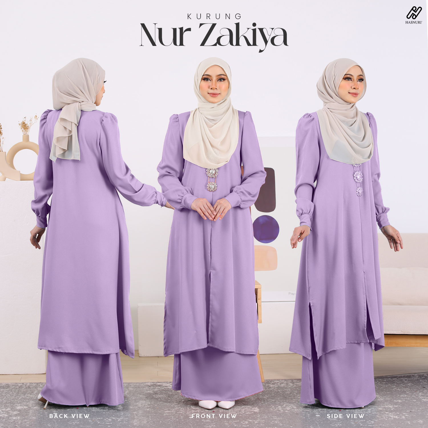 Kurung Nur Zakiya - Light Brown
