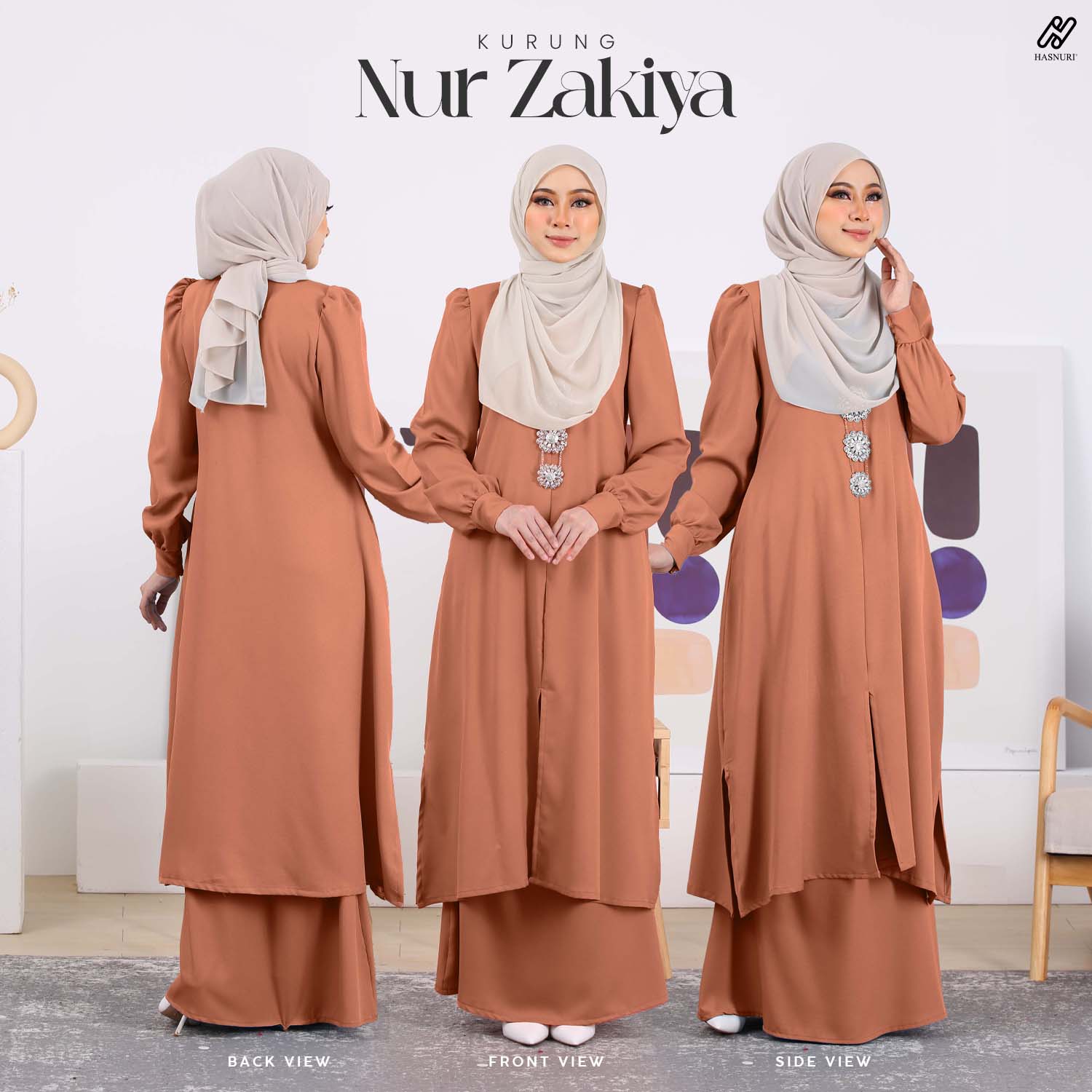 Kurung Nur Zakiya - Soft Brown