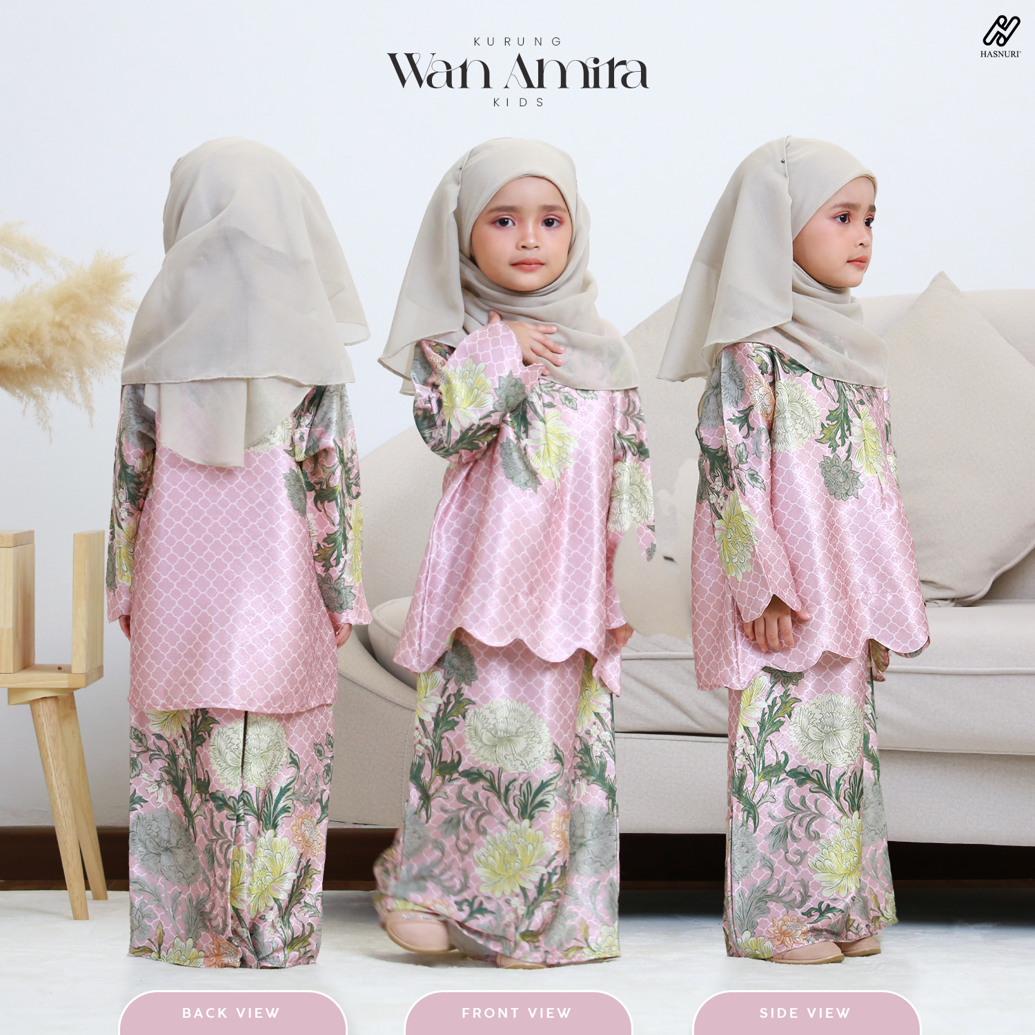 Kurung Wan Amira Kids - Stone Grey