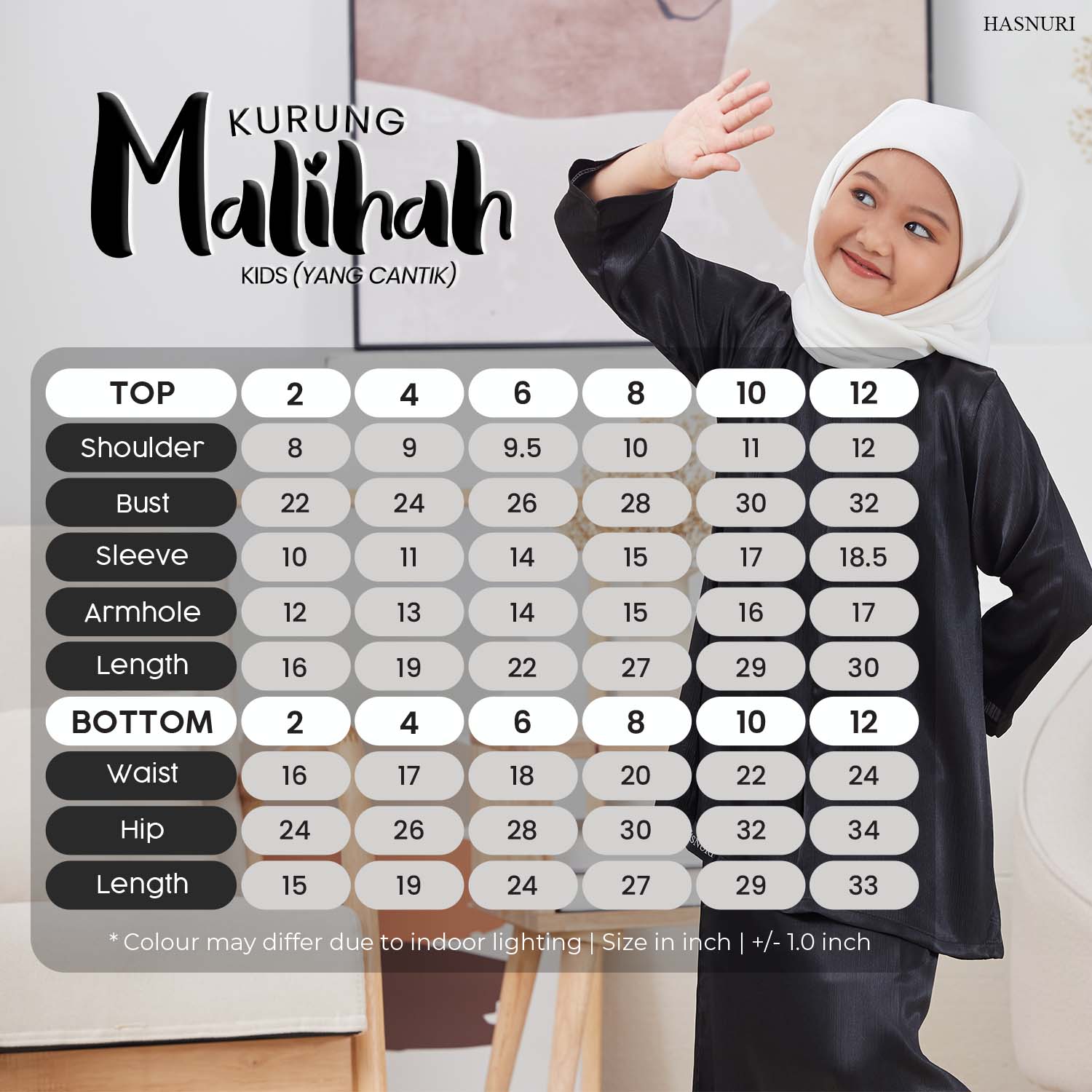 Kurung Malihah Kids - Peach Puff