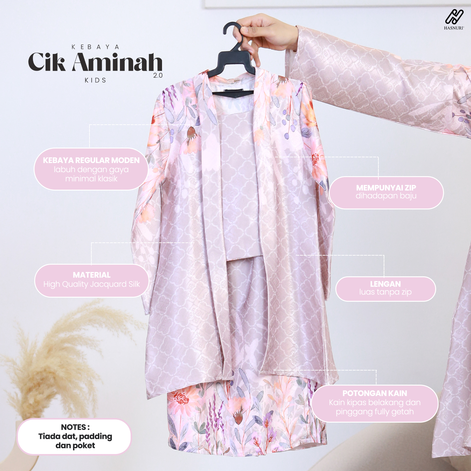 Kebaya Cik Aminah Kids 2.0 - Light Lilac