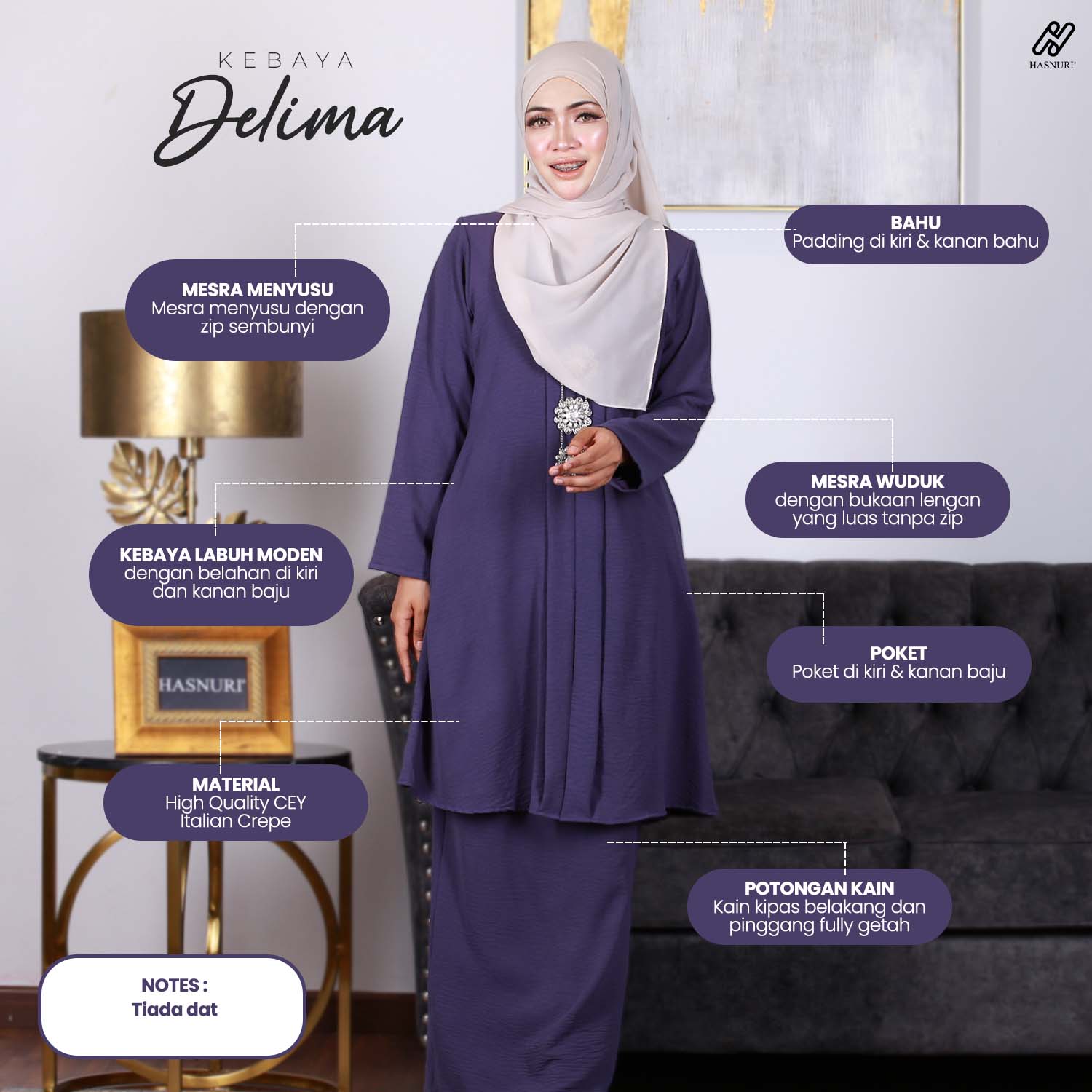 Kebaya Delima - Army Green