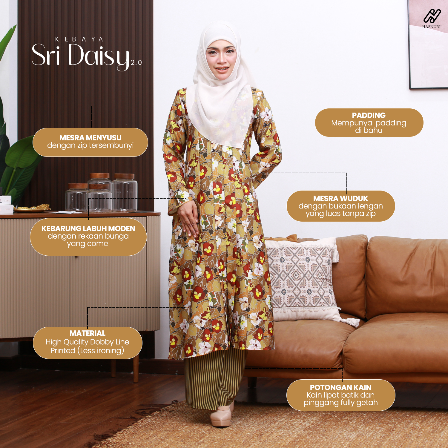 Kebaya Sri Daisy 2.0 - Vivid Purple