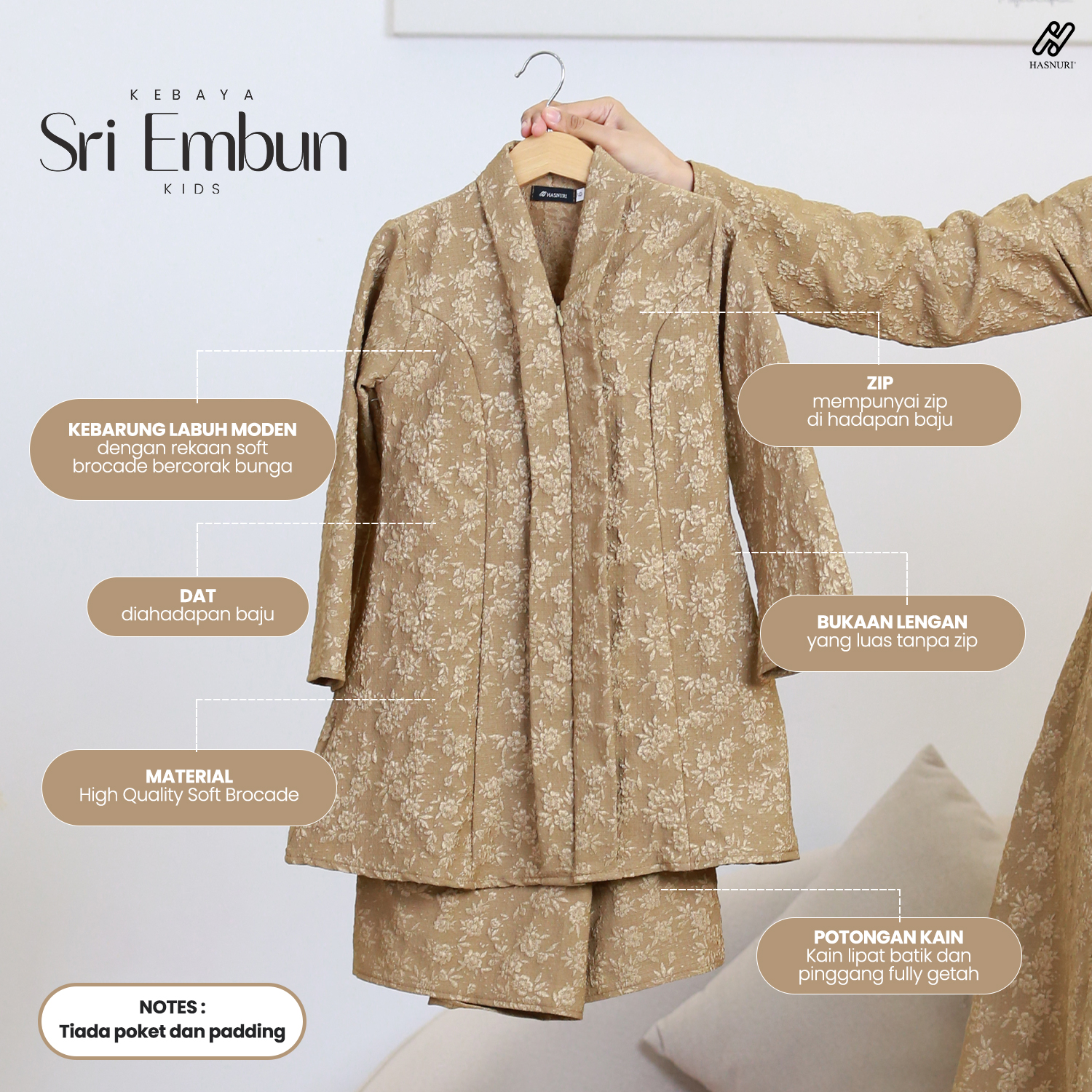 Kebaya Sri Embun Kids - Pitch Black