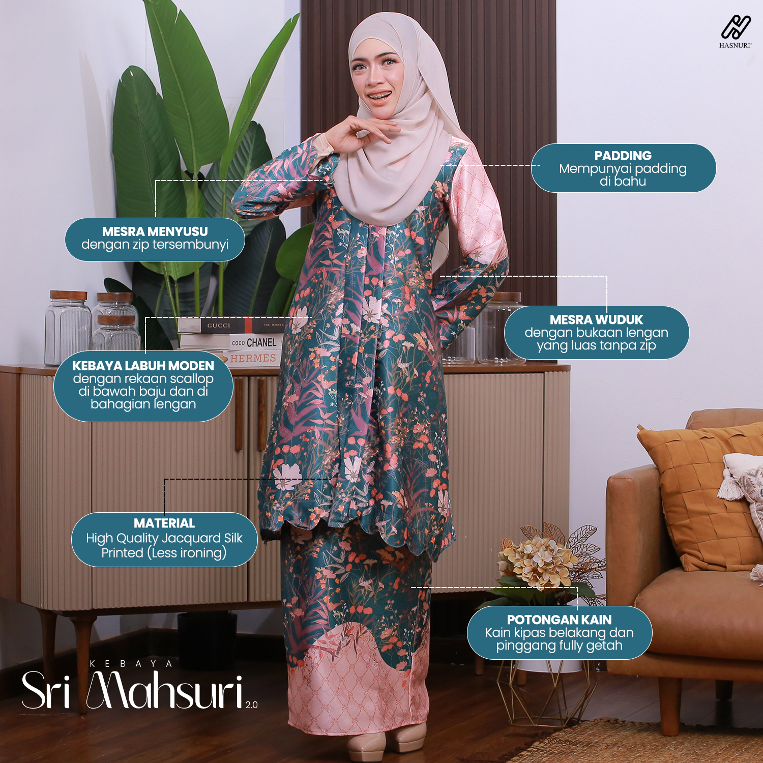 Kebaya Sri Mahsuri 2.0 - Blueberry