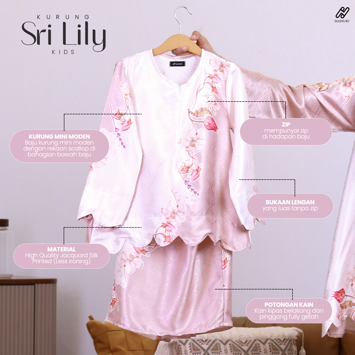 Kurung Sri Lily Kids - Teal