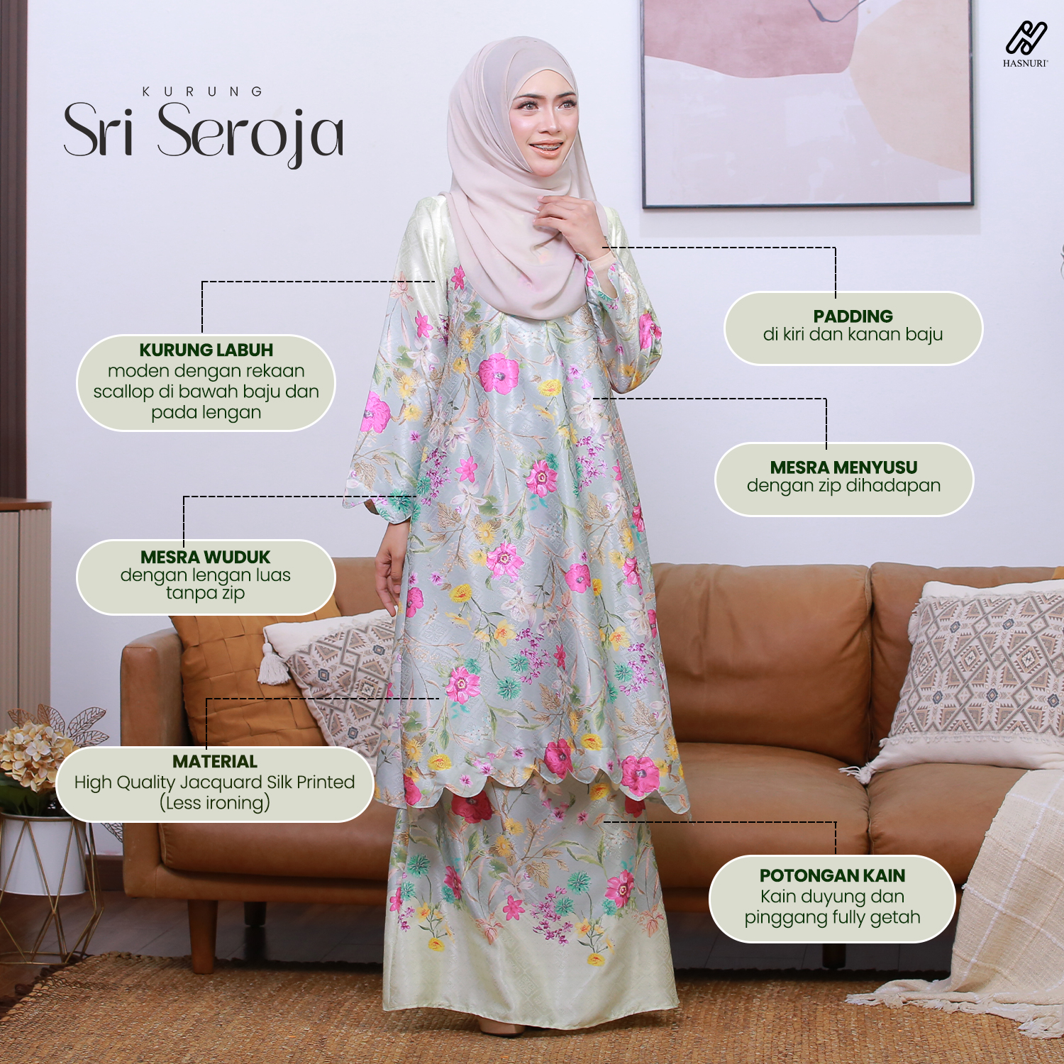 Kurung Sri Seroja - Apple Mint
