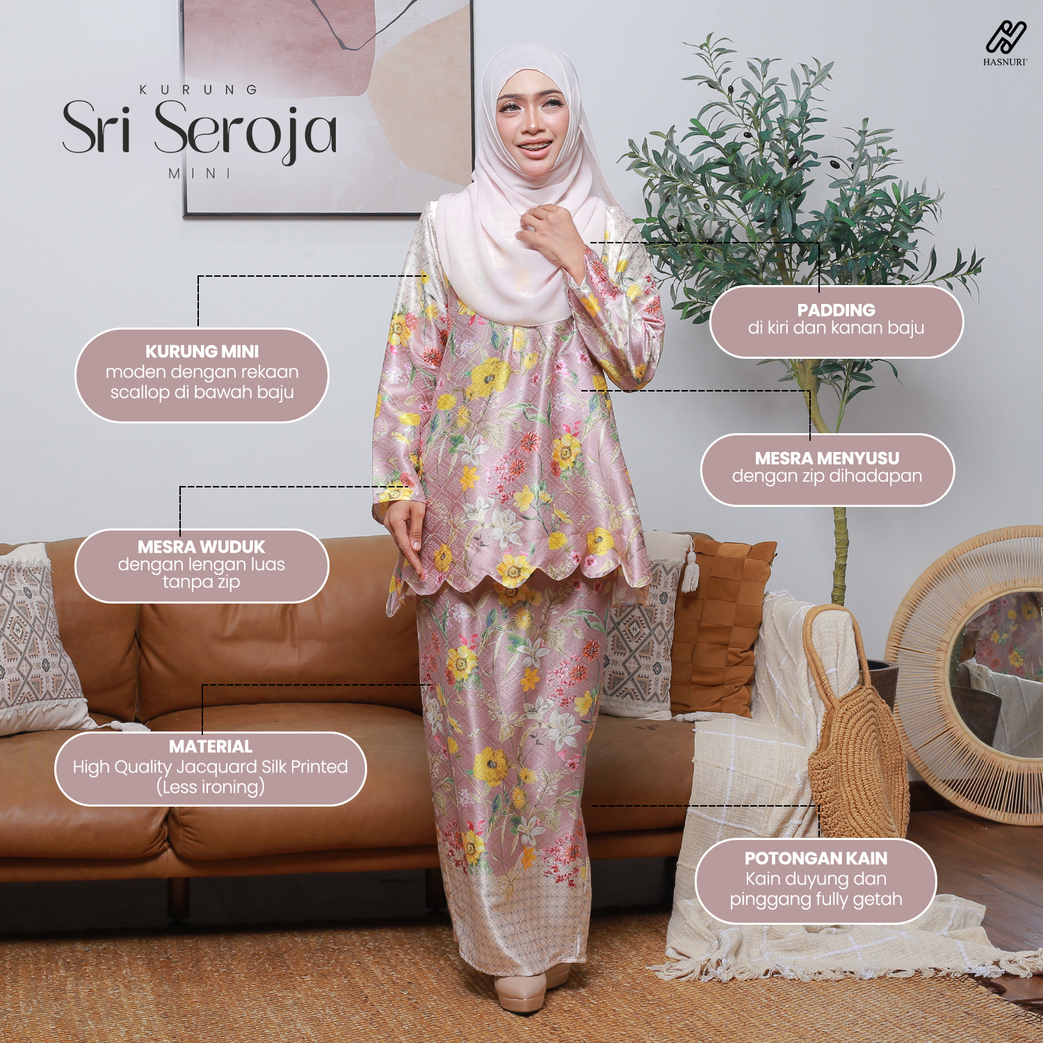 Kurung Sri Seroja Mini - Rich Brown