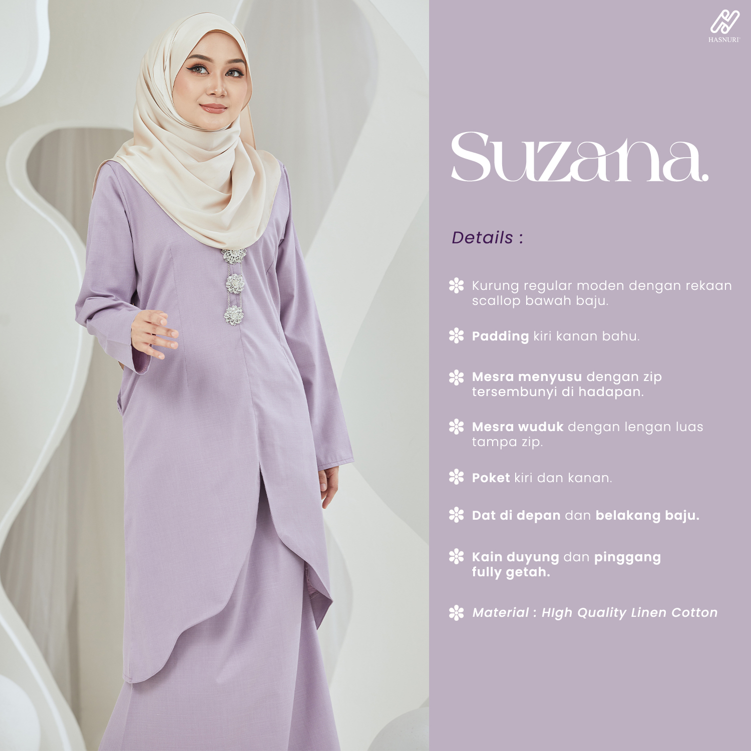 Kurung Suzana - Salmon