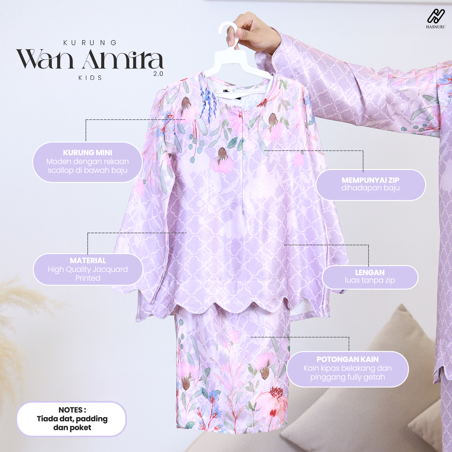 Kurung Wan Amira Kids 2.0 - Navy Blue