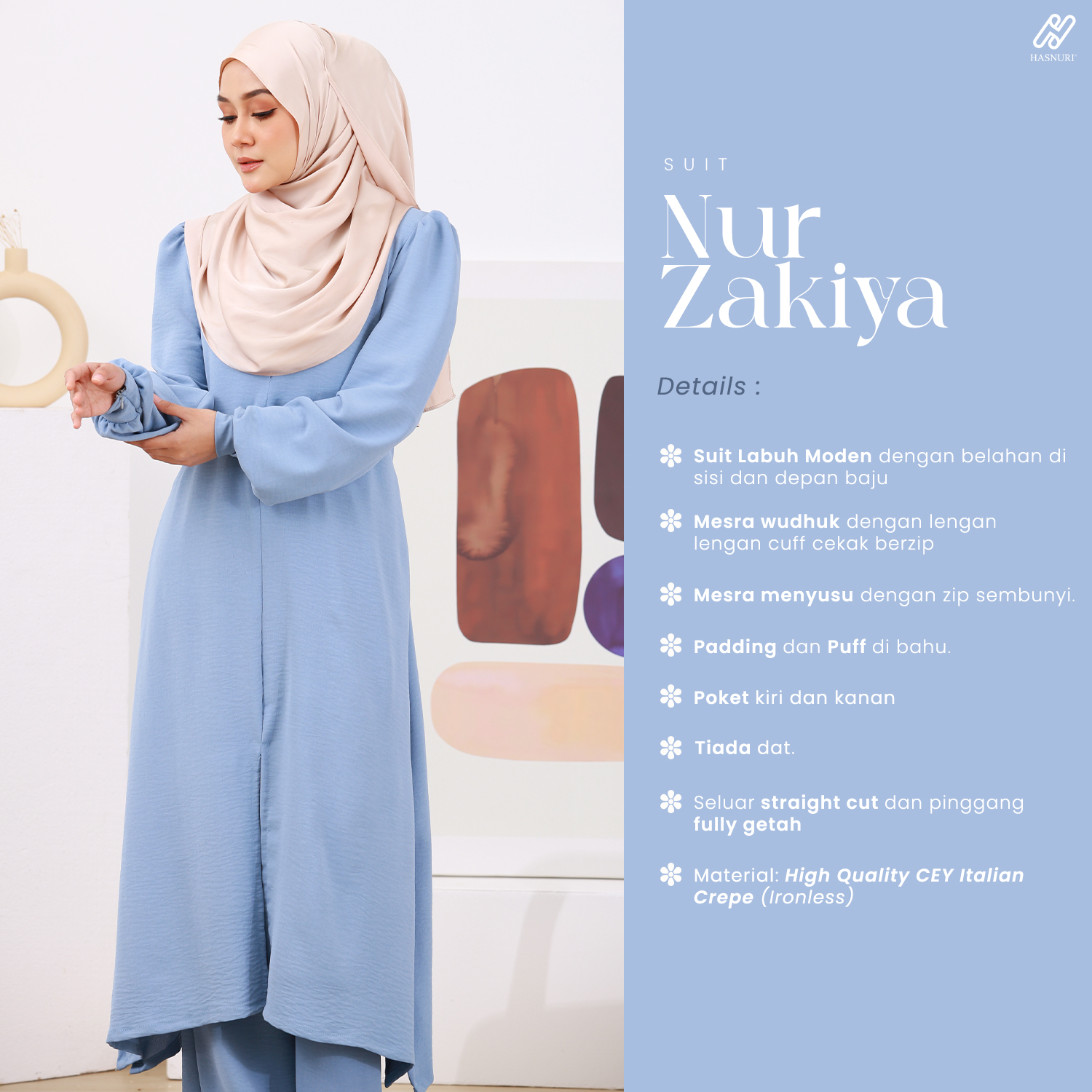 Suit Nur Zakiya - Ash Blue