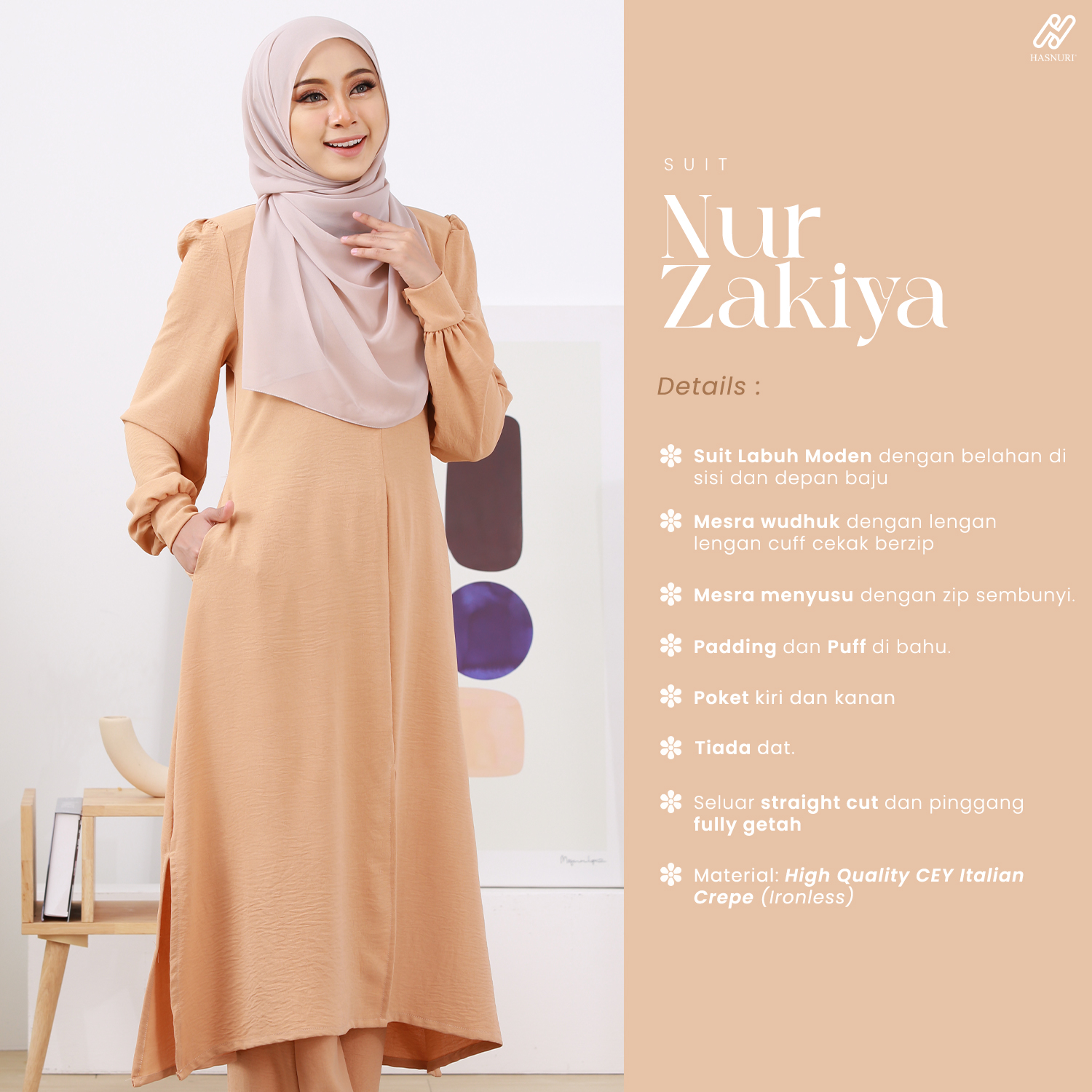 Suit Nur Zakiya - Light Brown