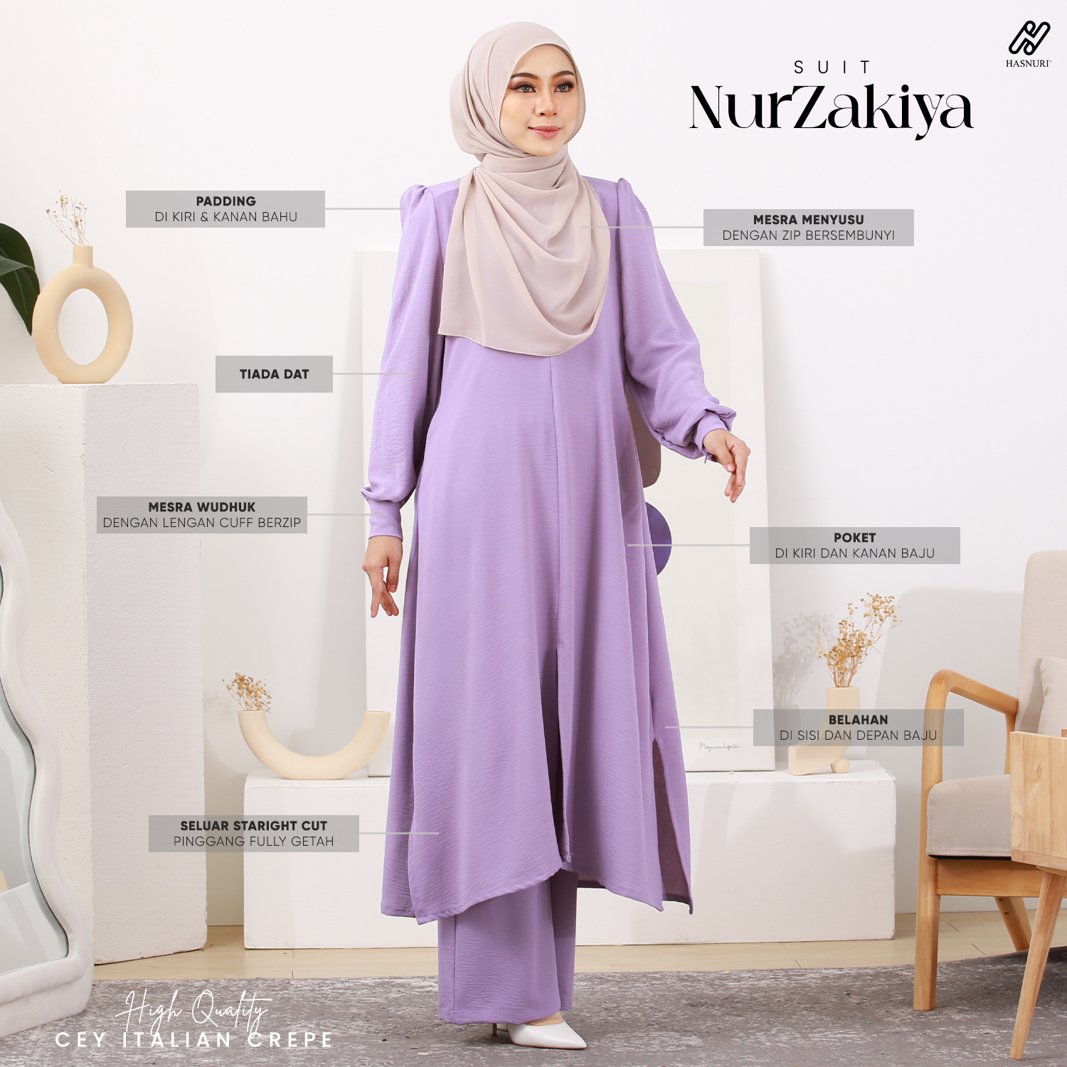 Suit Nur Zakiya - Greeny Grey