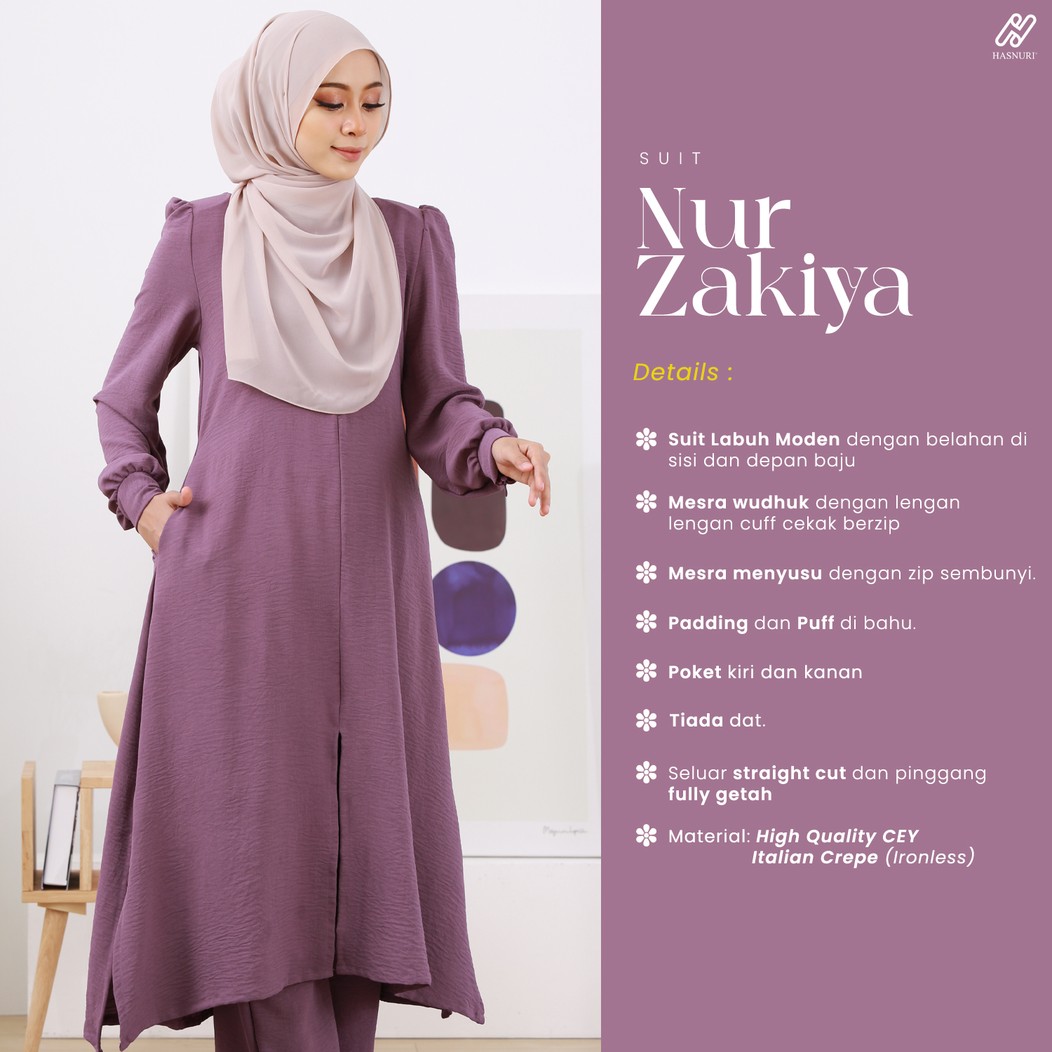 Suit Nur Zakiya - Yellow