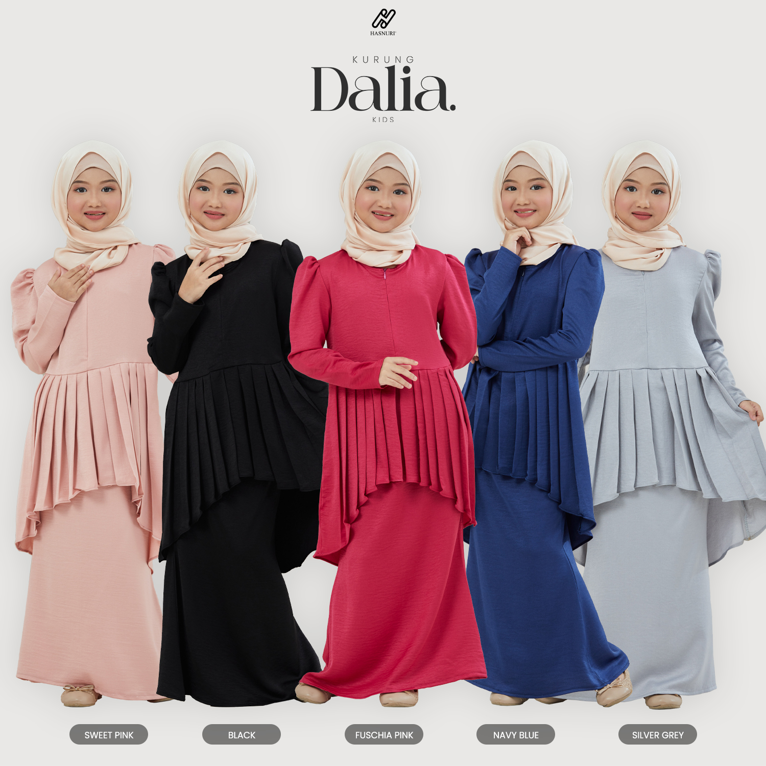 Kurung Dalia Kids - Navy Blue