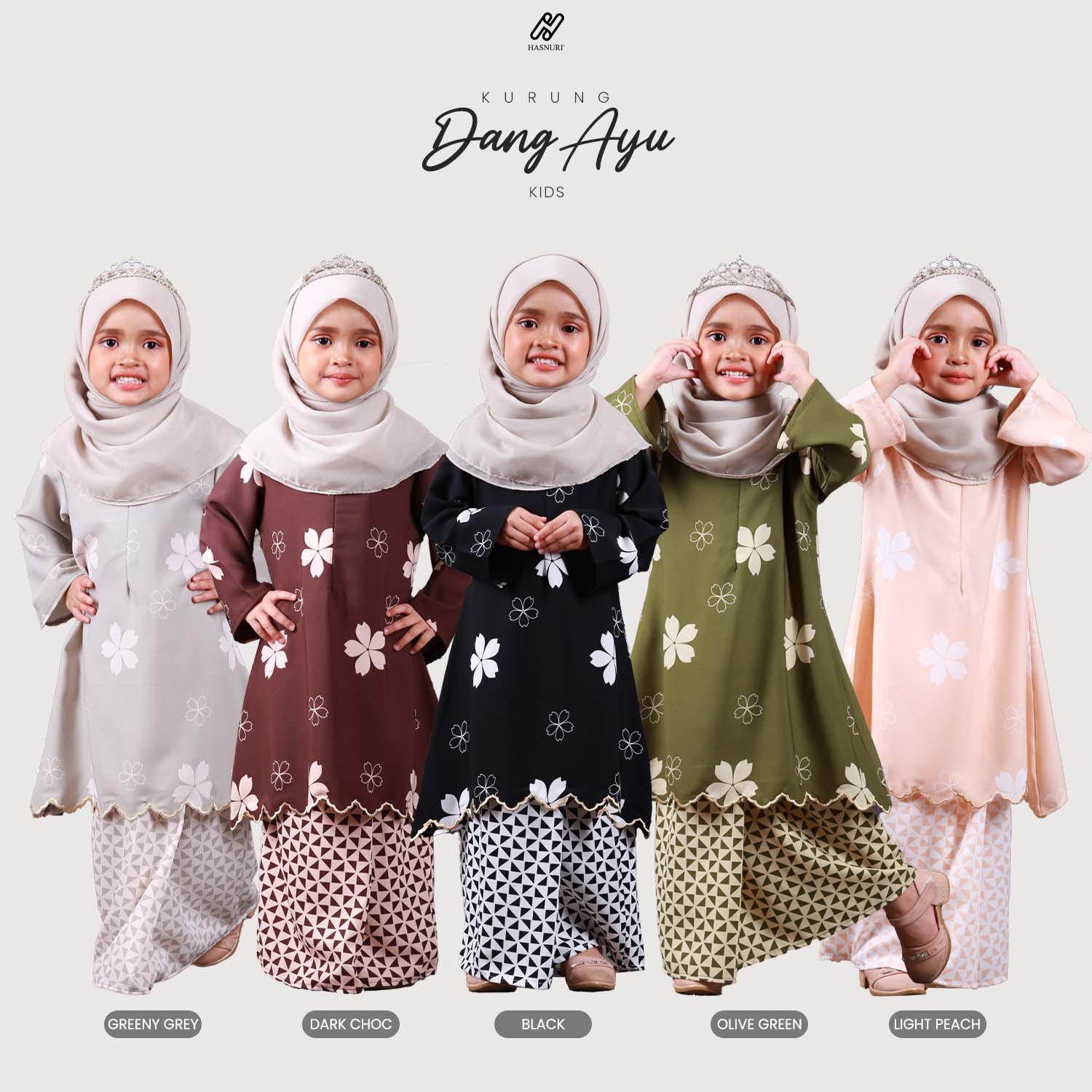 Kurung Dang Ayu Kids - Greeny Grey