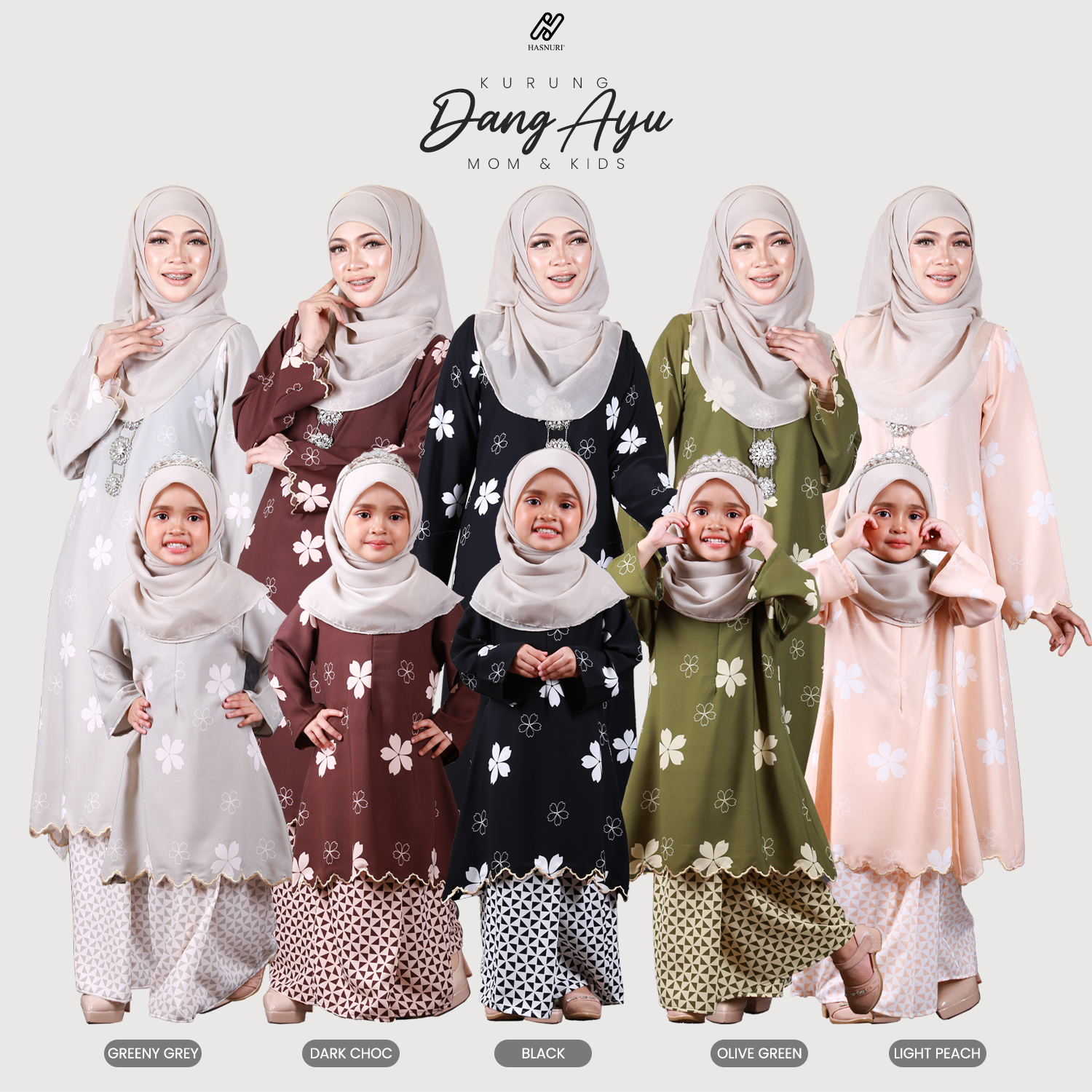 Kurung Dang Ayu Kids - Greeny Grey