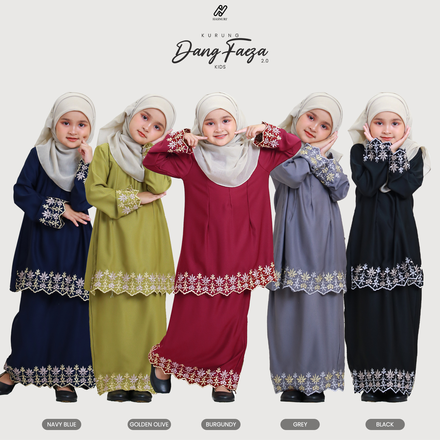 Kurung Dang Faeza Kids 2.0 - Golden Olive