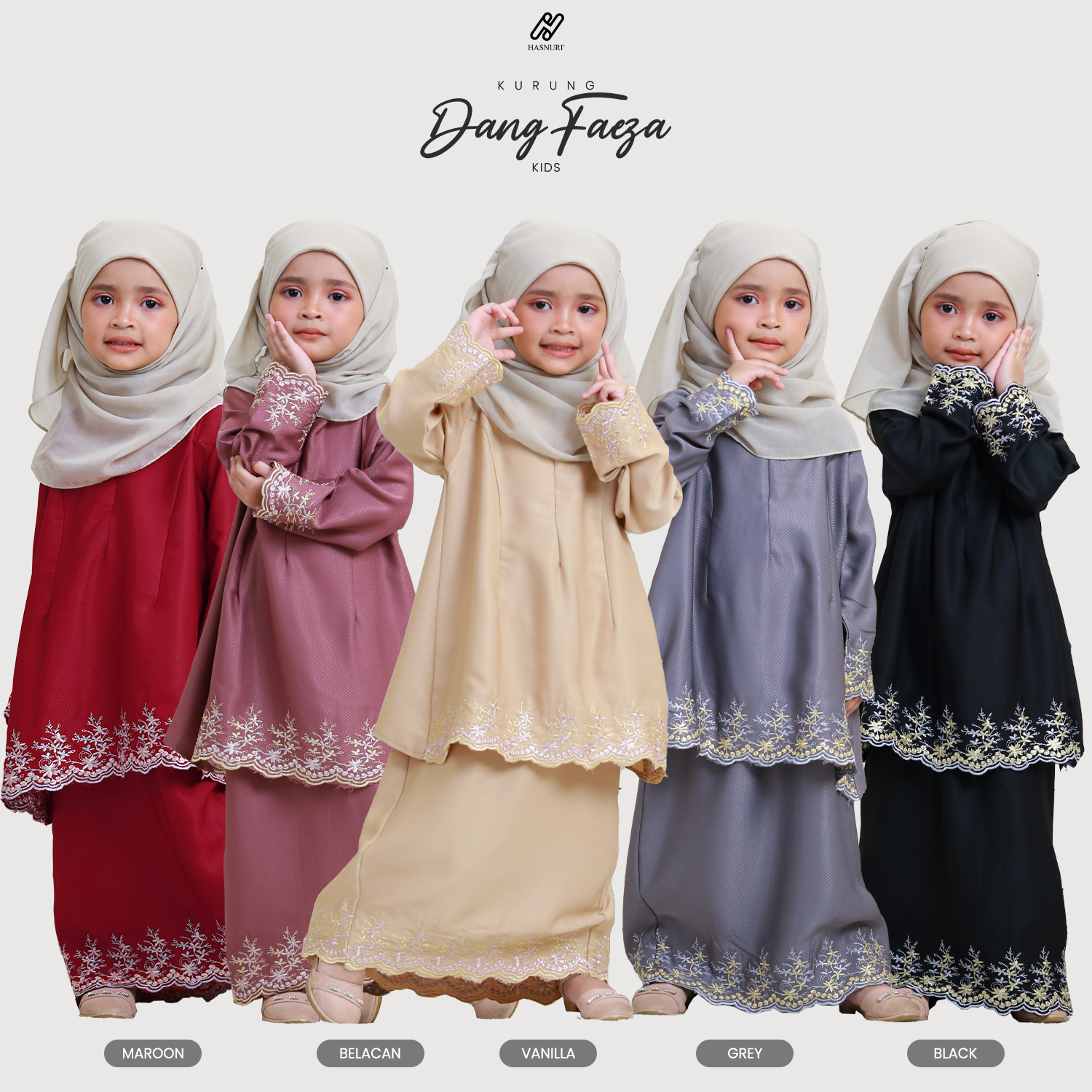 Kurung Dang Faeza Kids - Grey