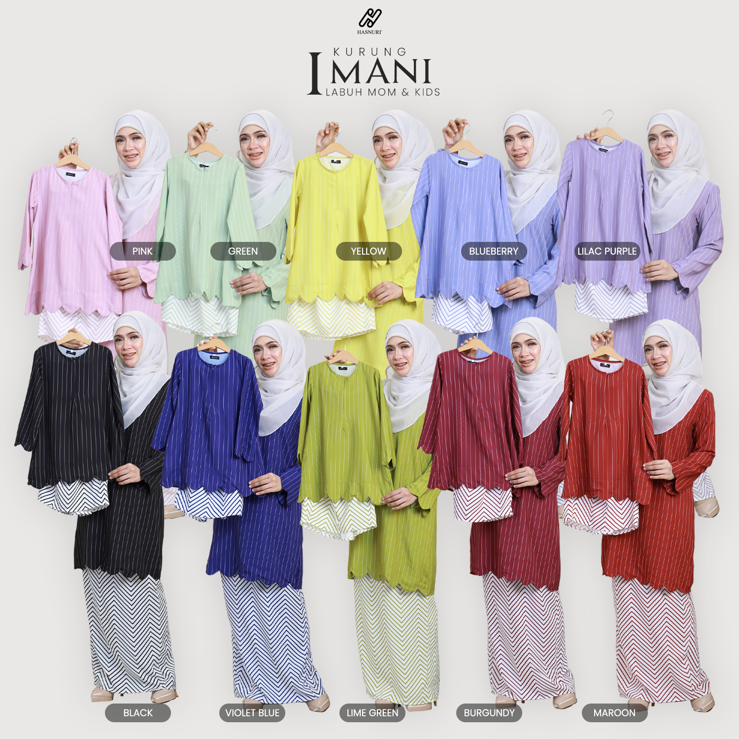 Kurung Imani Labuh Kids - Violet Blue