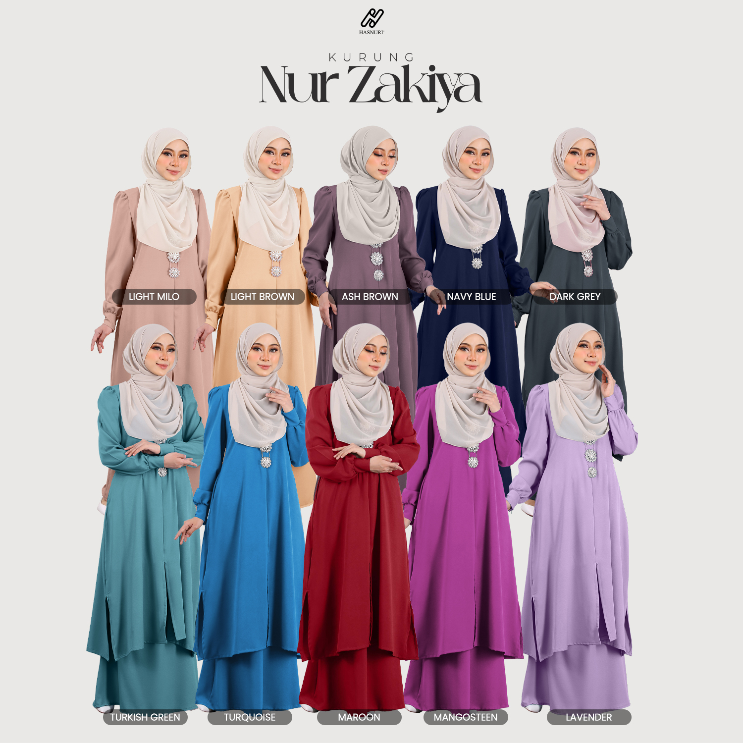 Kurung Nur Zakiya - Light Brown