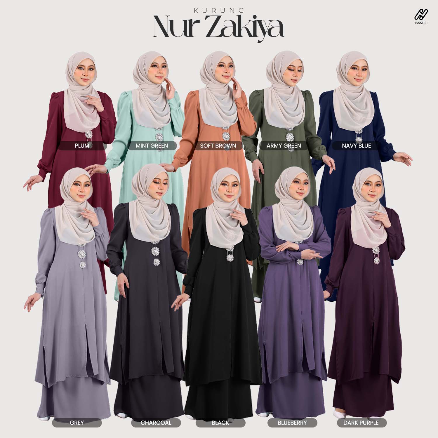 Kurung Nur Zakiya - Mint Green