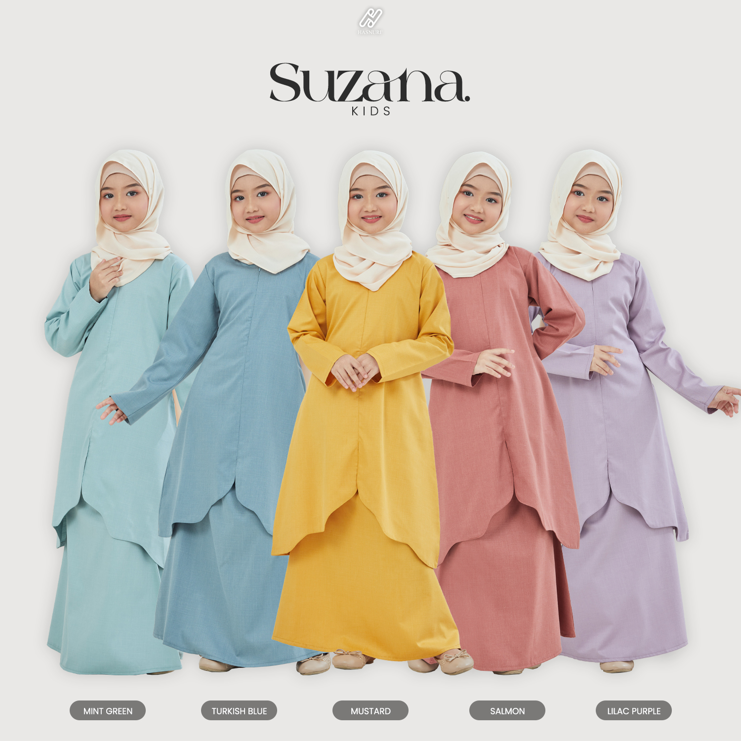 Kurung Suzana Kids - Mint Green