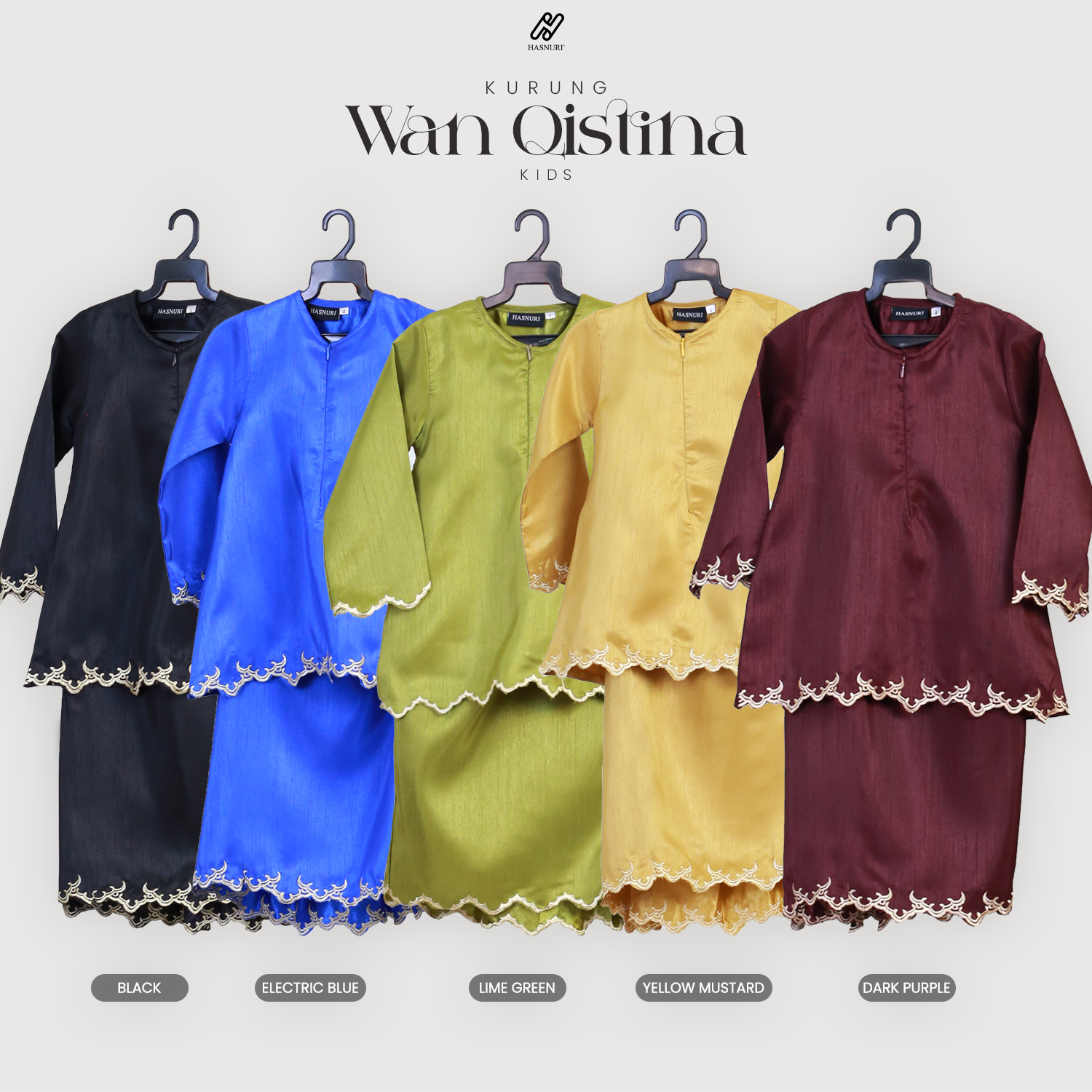 Kurung Wan Qistina Kids - Electric Blue