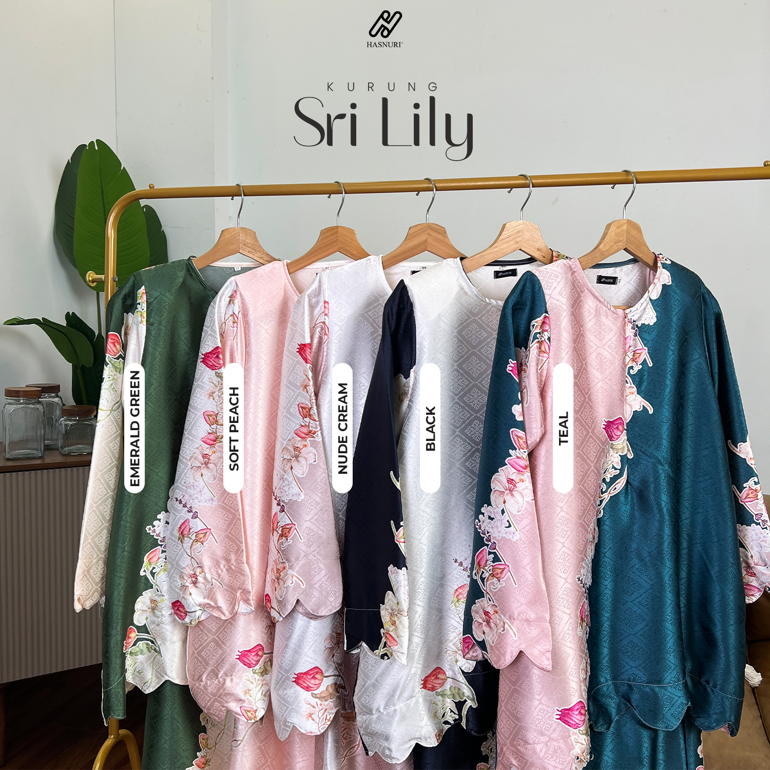 Kurung Sri Lily - Emerald Green