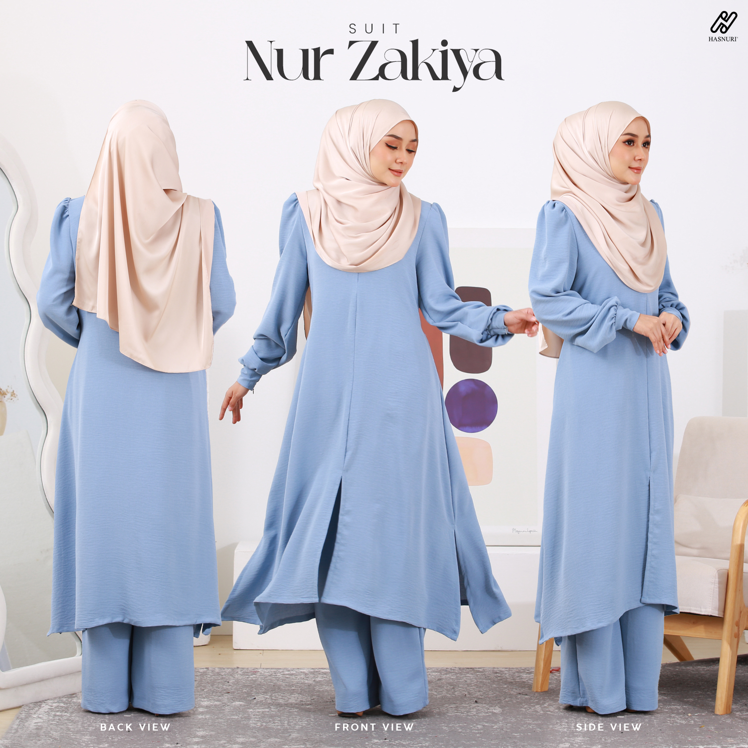 Suit Nur Zakiya - Ash Blue