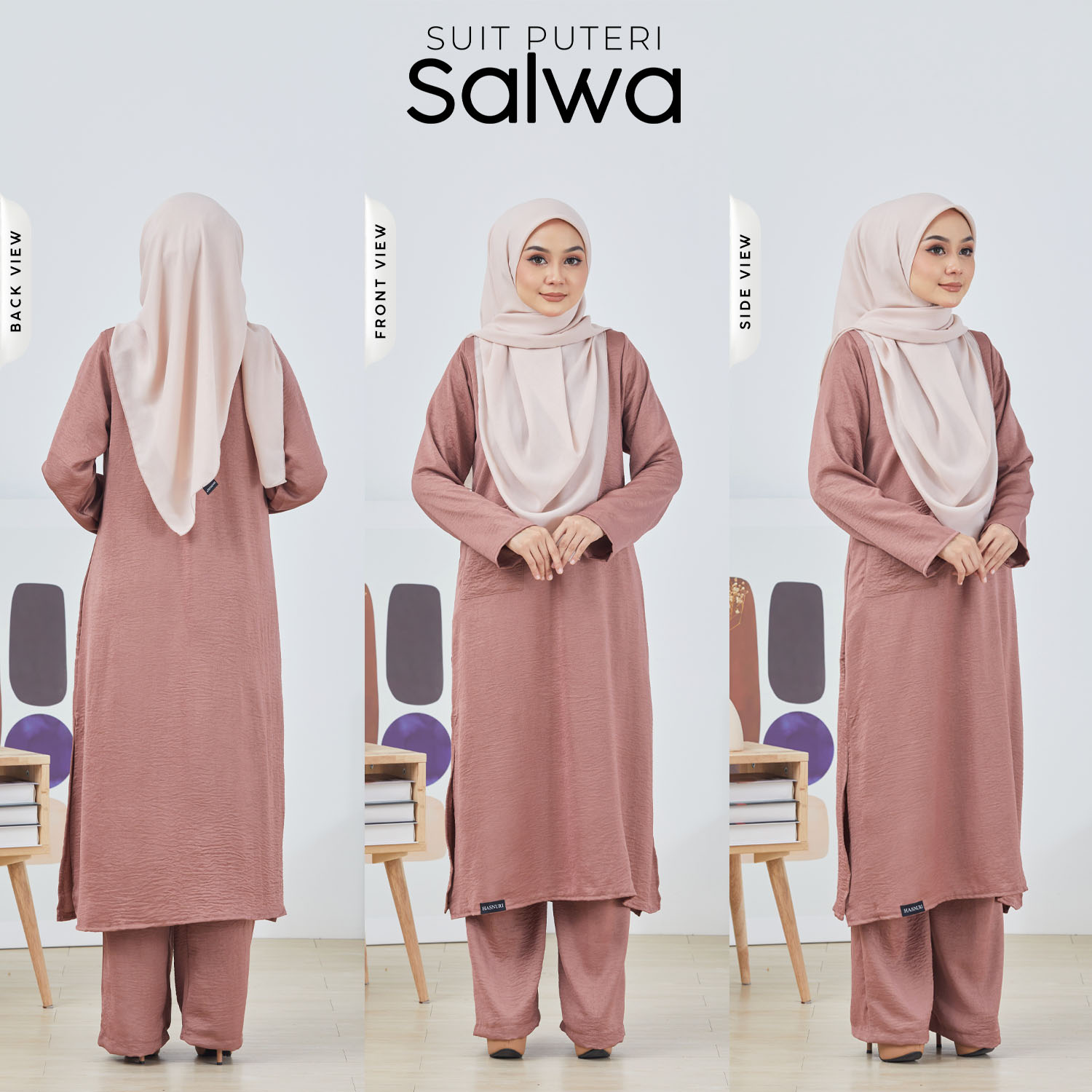 Suit Puteri Salwa - Deep Mauve