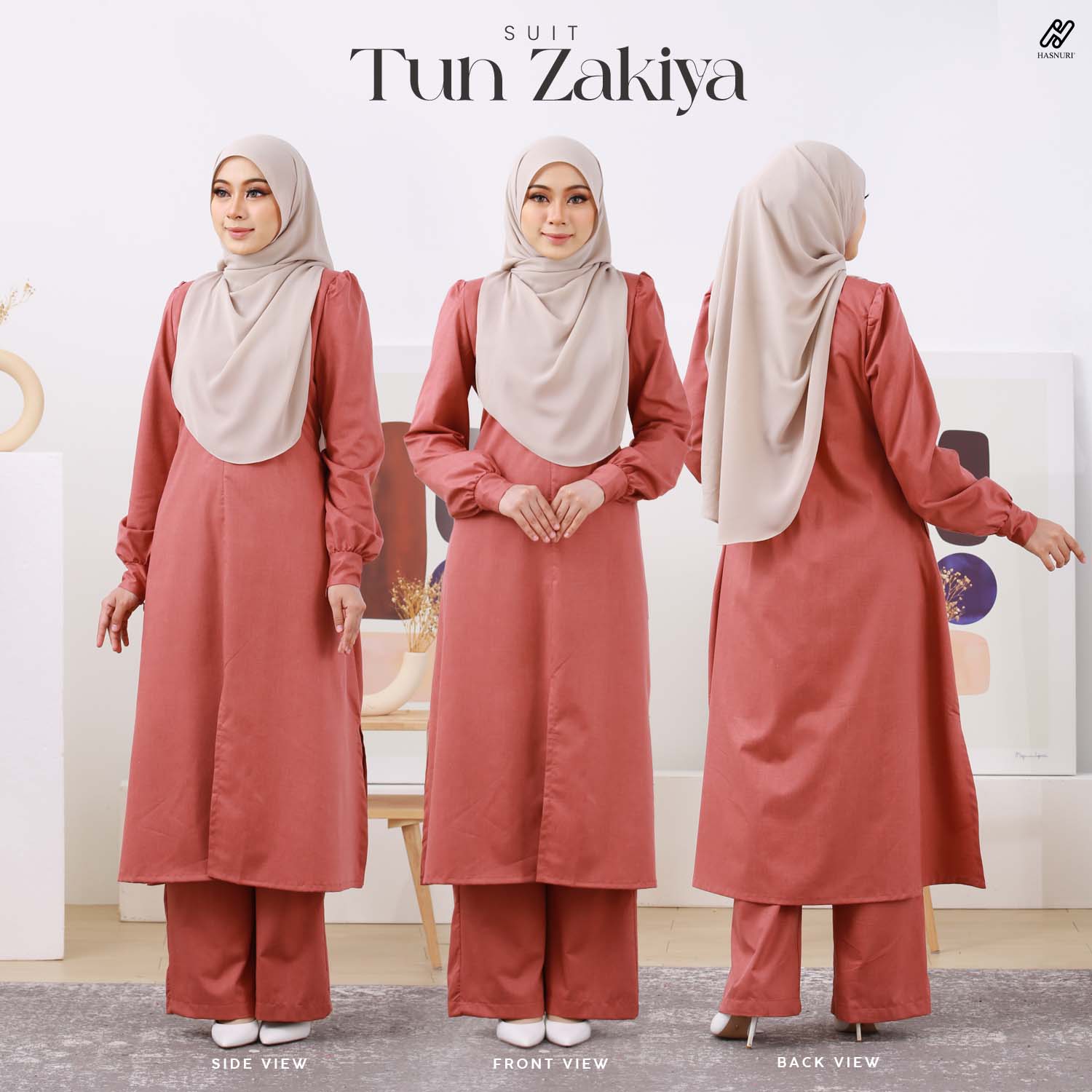 Suit Tun Zakiya - Dusty Maroon