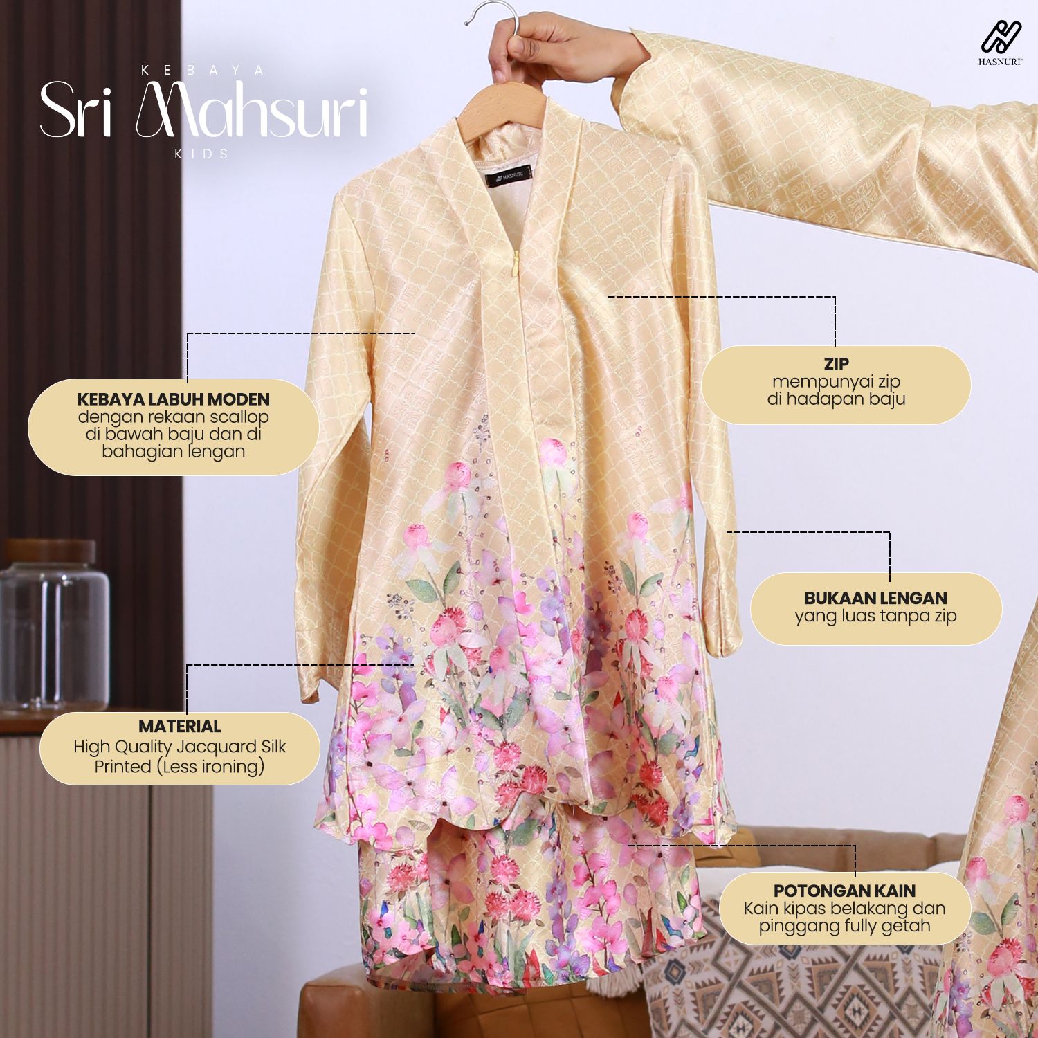 Kebaya Sri Mahsuri Kids - Off White