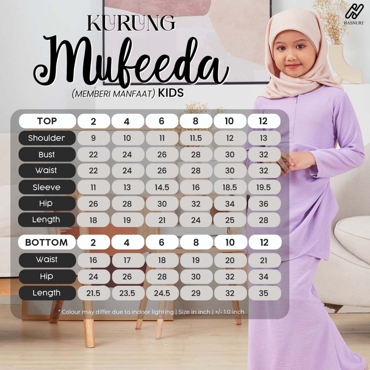 Kurung Mufeeda Kids - Matcha Green