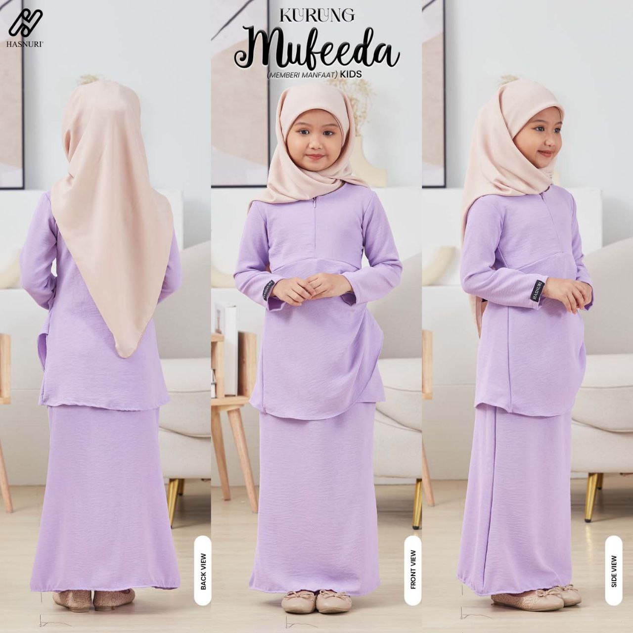 Kurung Mufeeda Kids - Matcha Green