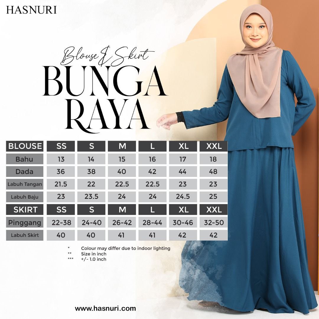 Blouse and Skirt Bunga Raya - Dark Grey