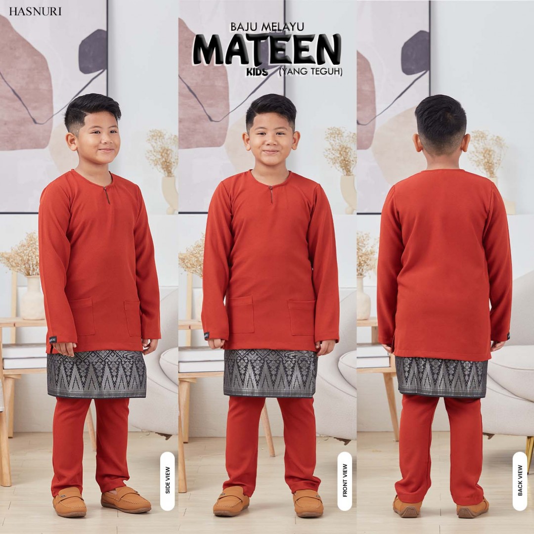 Baju Melayu Mateen Kids - Dark Orange