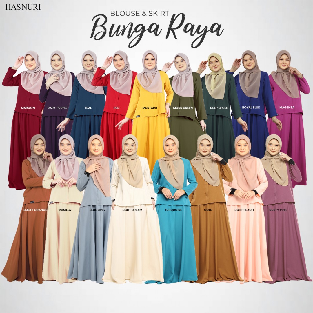 Blouse And Skirt Bunga Raya - Dusty Green