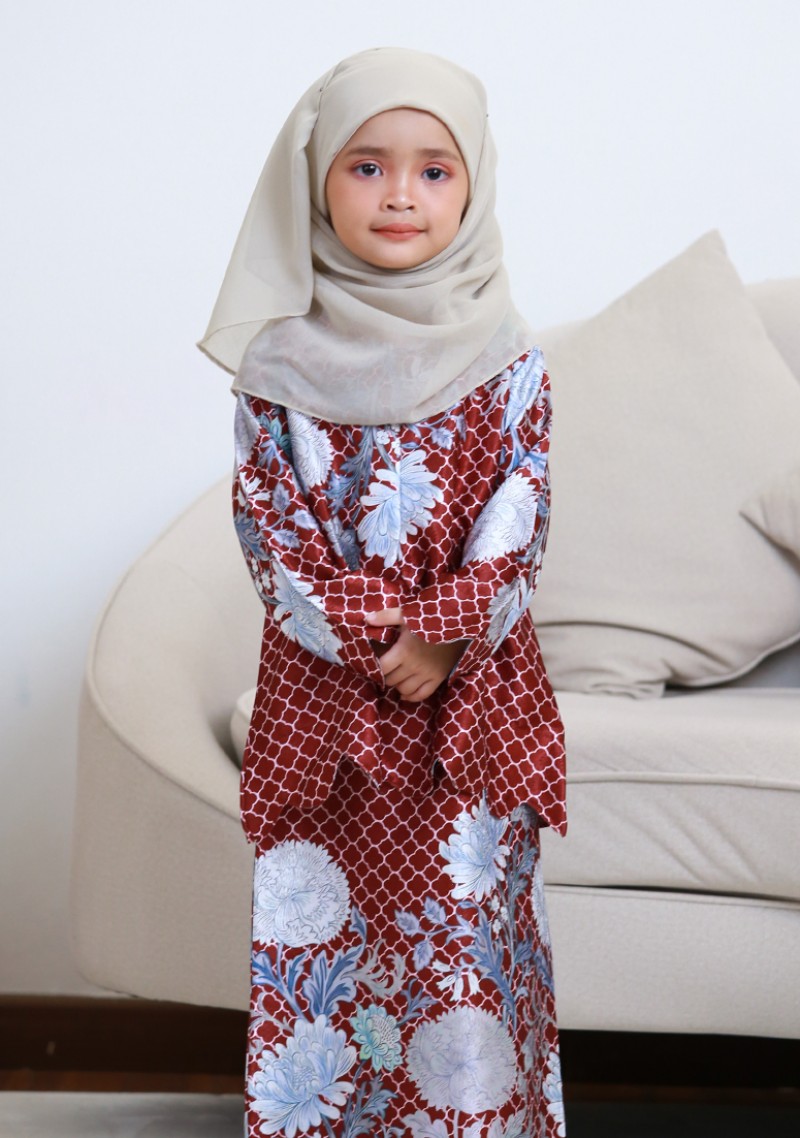 Kurung Wan Amira Kids - Burgundy