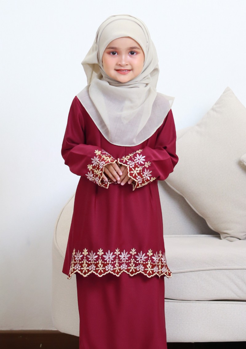 Kurung Dang Faeza Kids 2.0 - Burgundy