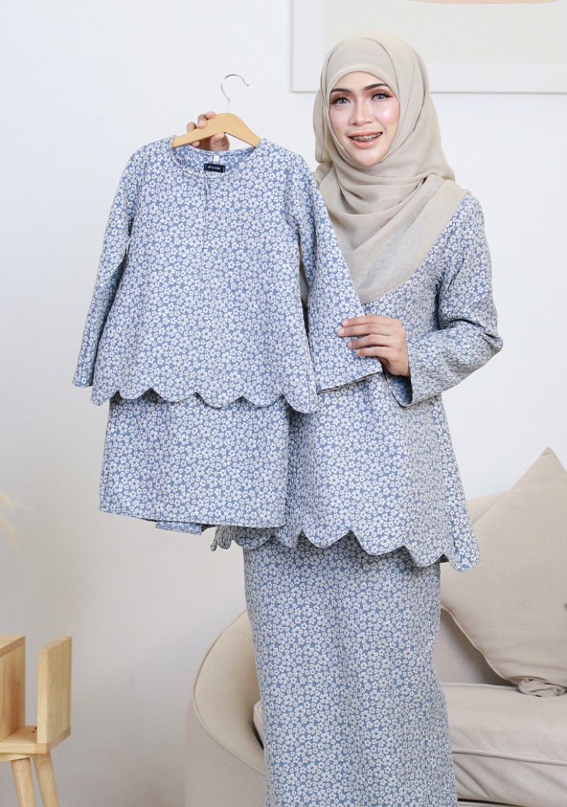 Kurung Wan Leanna Kids - Denim Blue