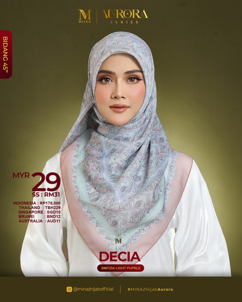 Tudung Bawal Aurora - Decia Light Purple - B45