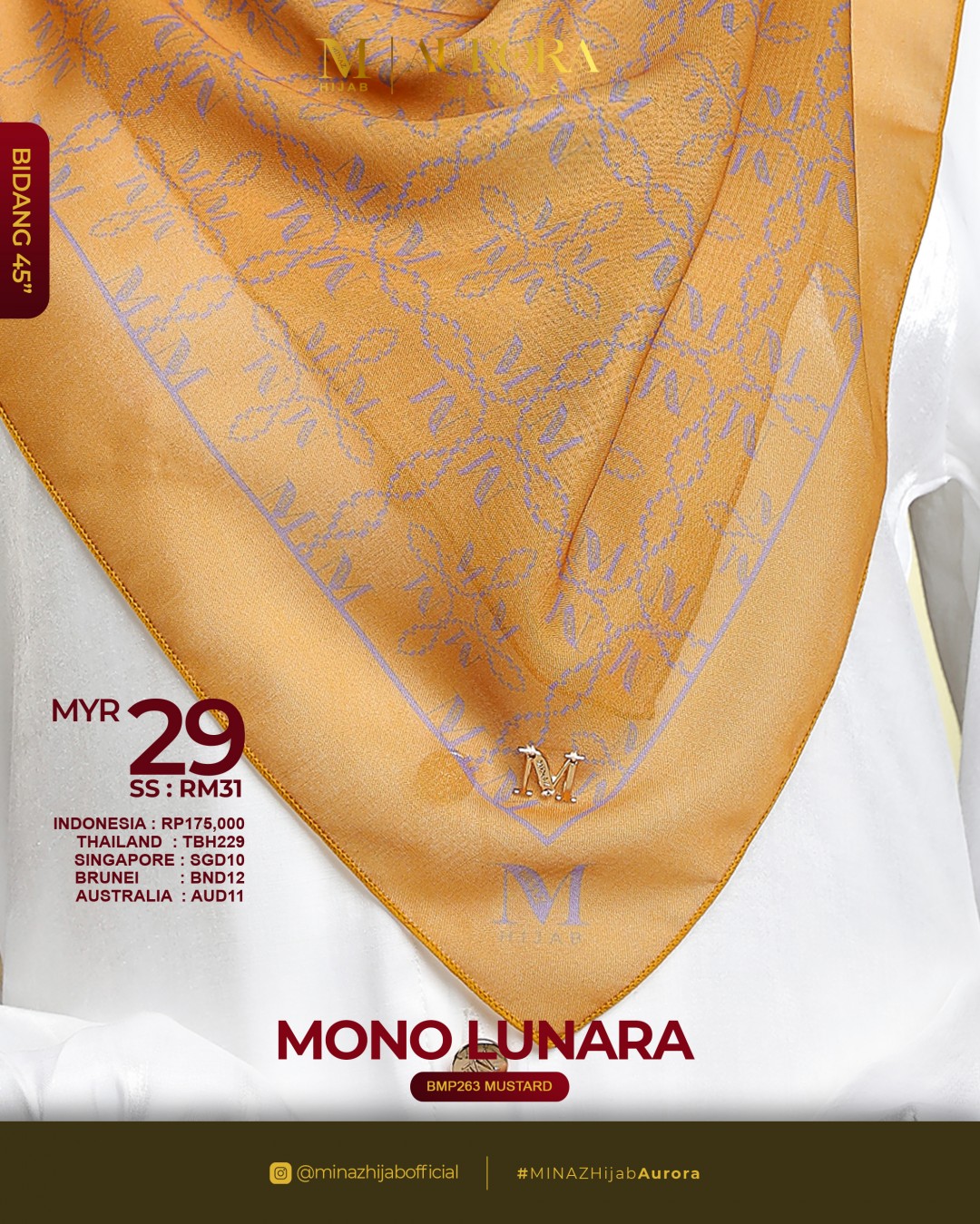 Tudung Bawal Aurora - Mono Lunara - B45